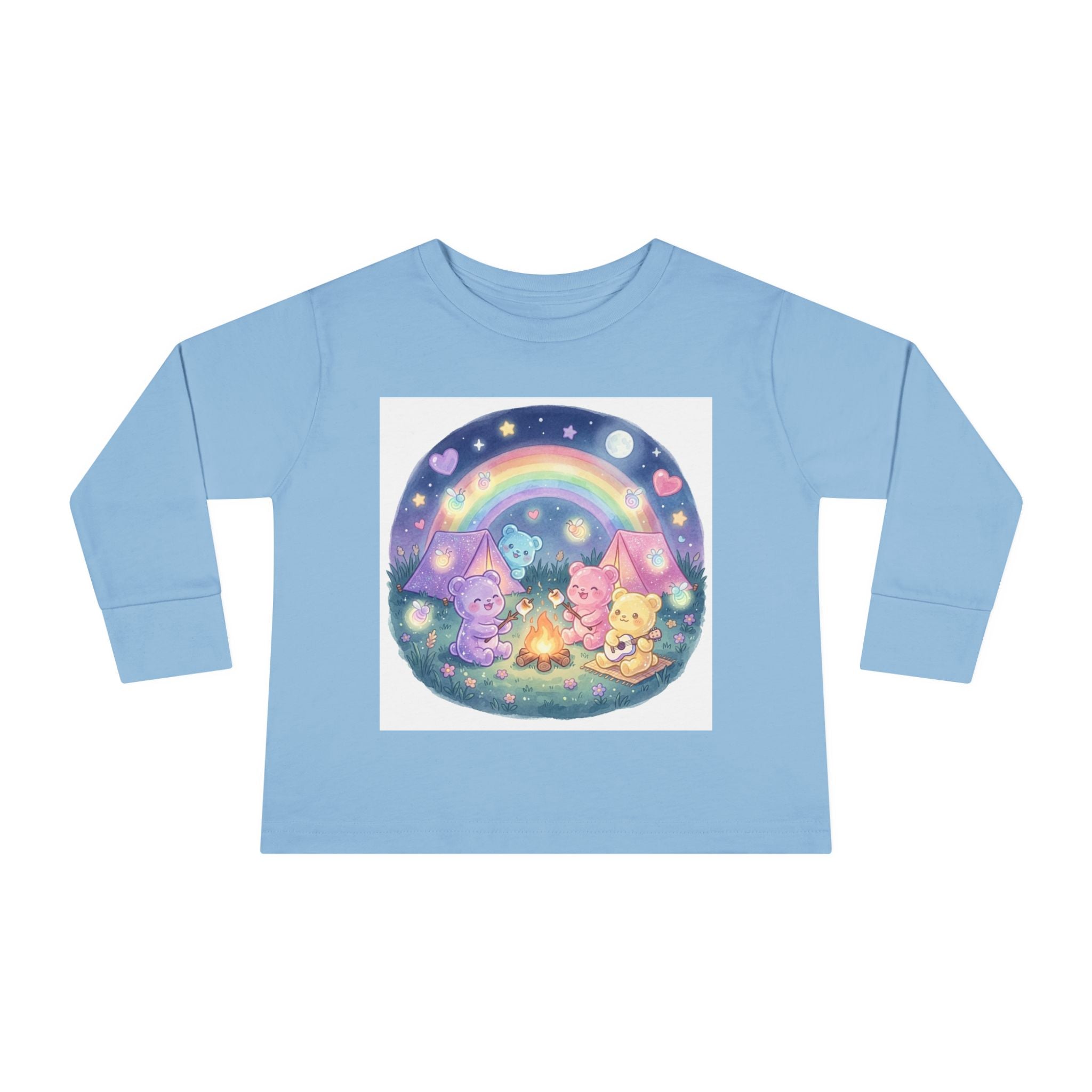 Camping & Toasting Marshmellos Oozy Bear Friend Group- Graphic Long Sleeve Shirt