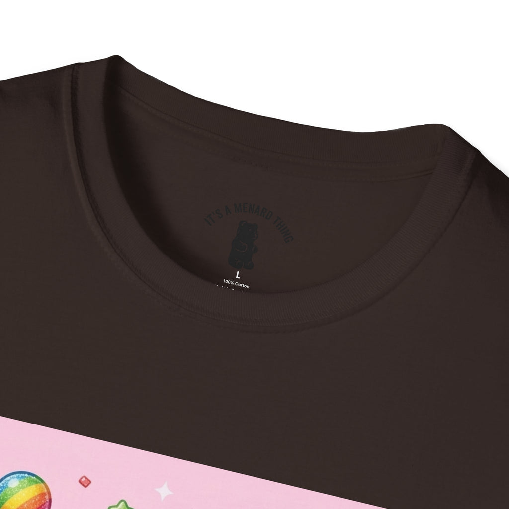 Rainbow Stripe Lollipop Gooey Gummy Bear T-Shirt — Cute Graphic Tee
