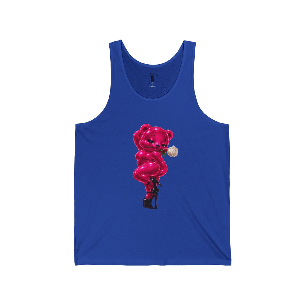 Pink Shiny Pin Up Oozy Bear In Heels, Special Addition Gummy- Graphic Tank Top (Adults Only!)