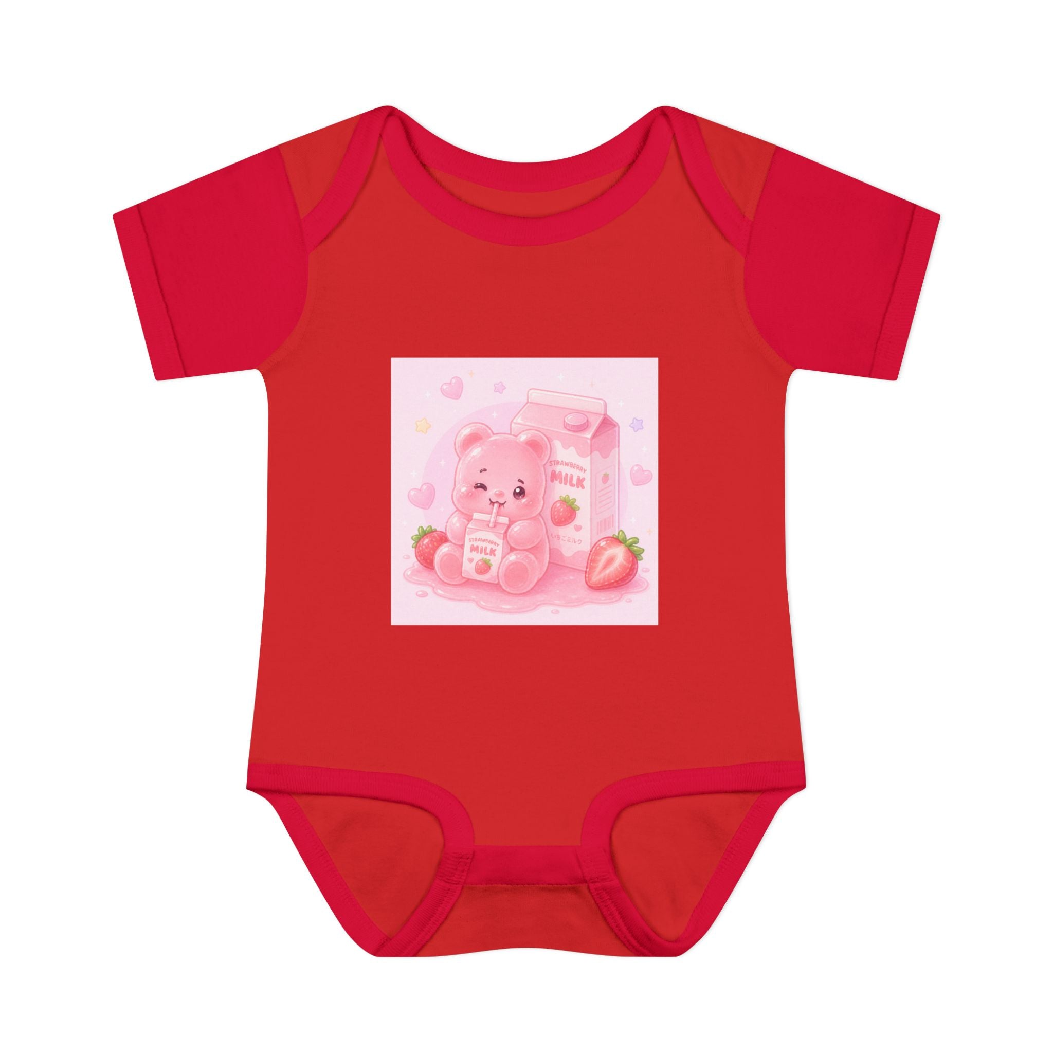 Pink Strawberry Milk Gooey Gummy Bear Infant Bodysuit