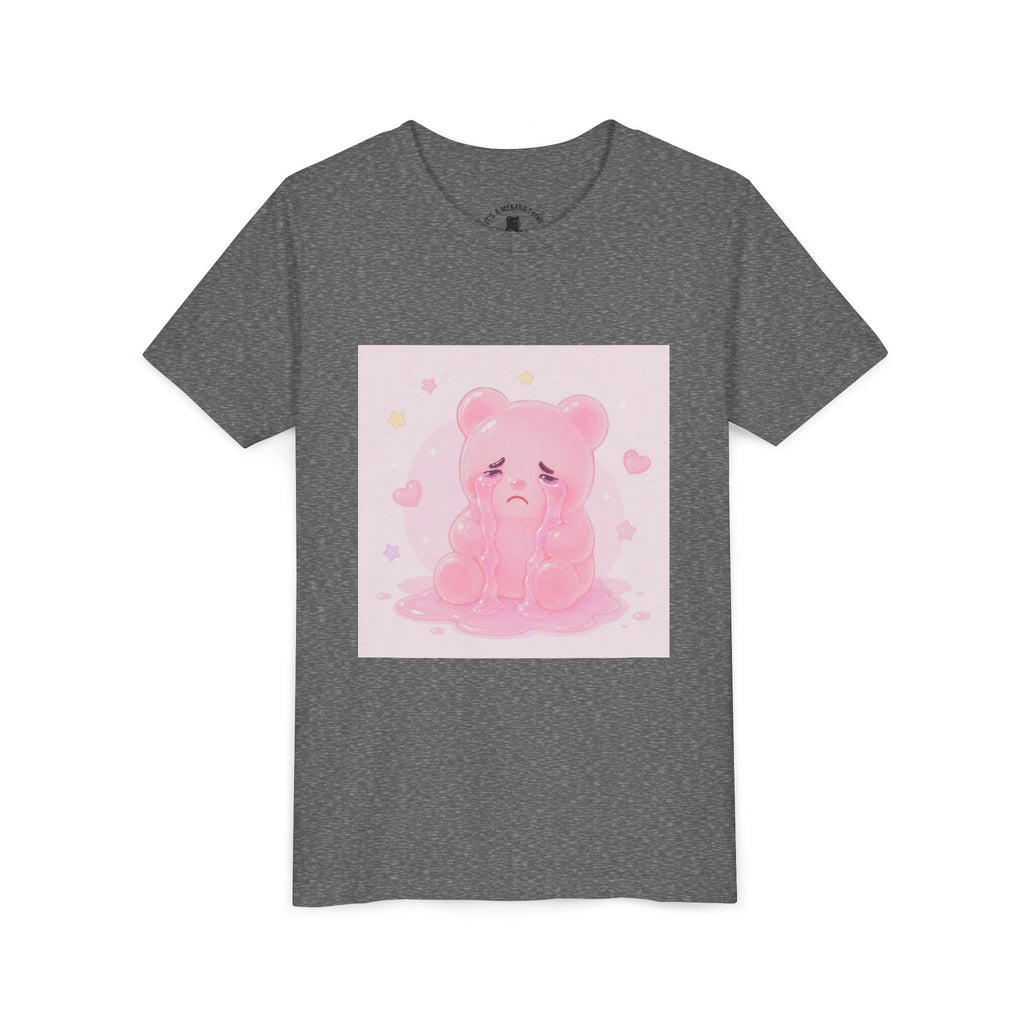 Pink Crying Gooey Gummy Bear Youth Tee – Cute Pastel Graphic Shirt