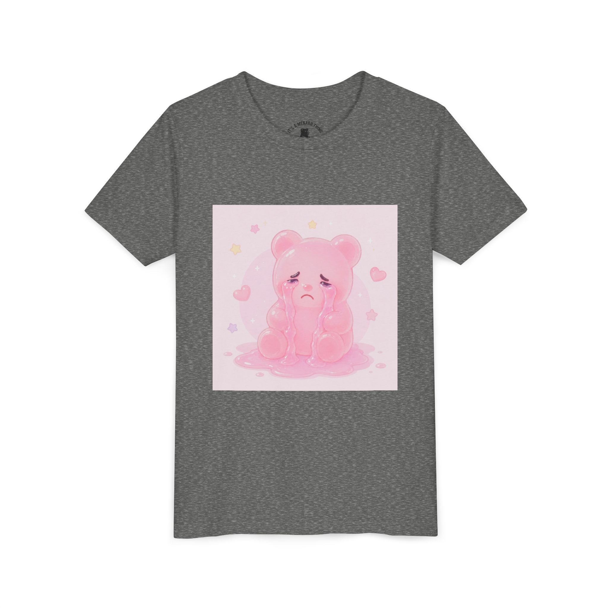 Pink Crying Gooey Gummy Bear Youth Tee – Cute Pastel Graphic Shirt