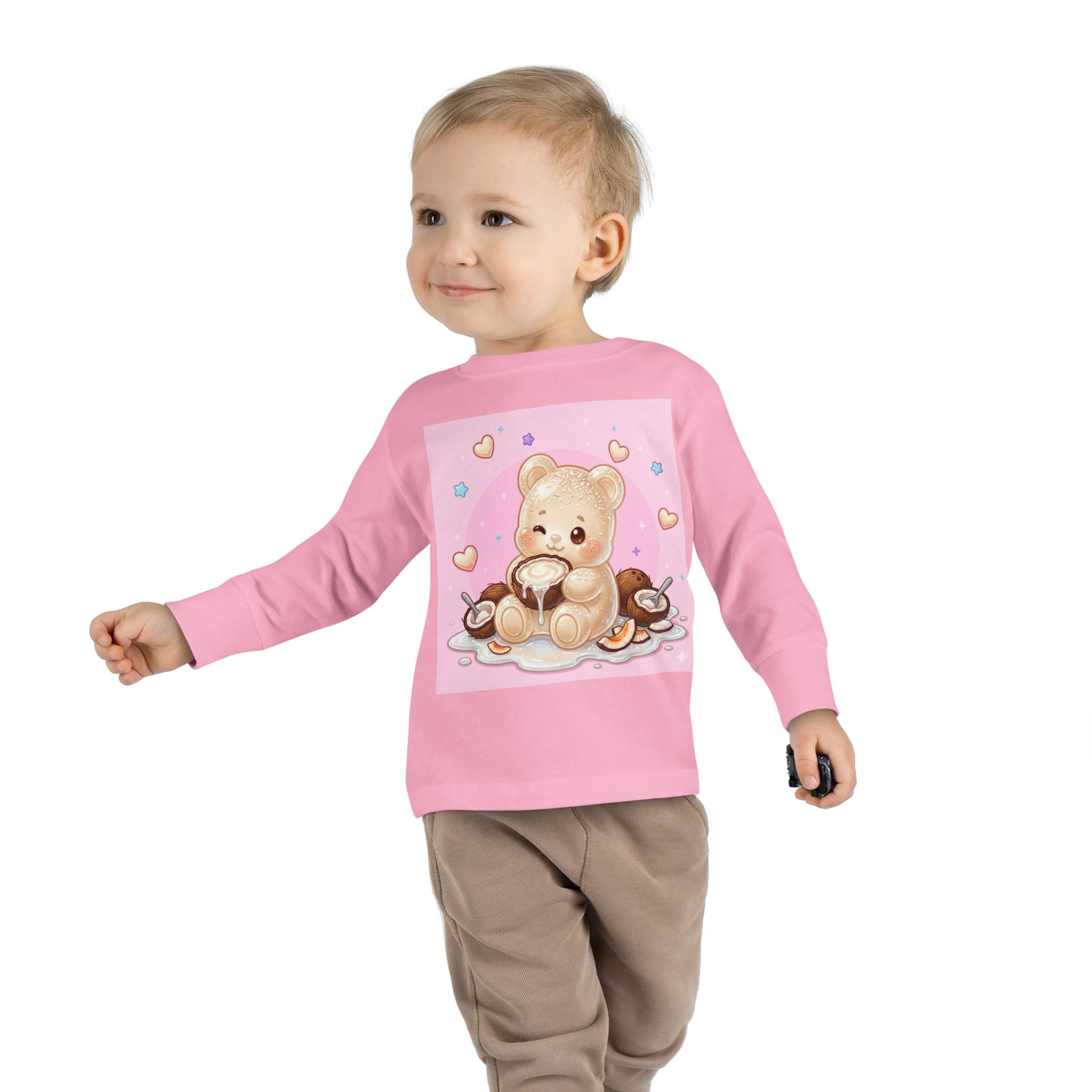 Coconut Milk, White Oozy Bear Gummy Friend- Kids Long Sleeve Shirt