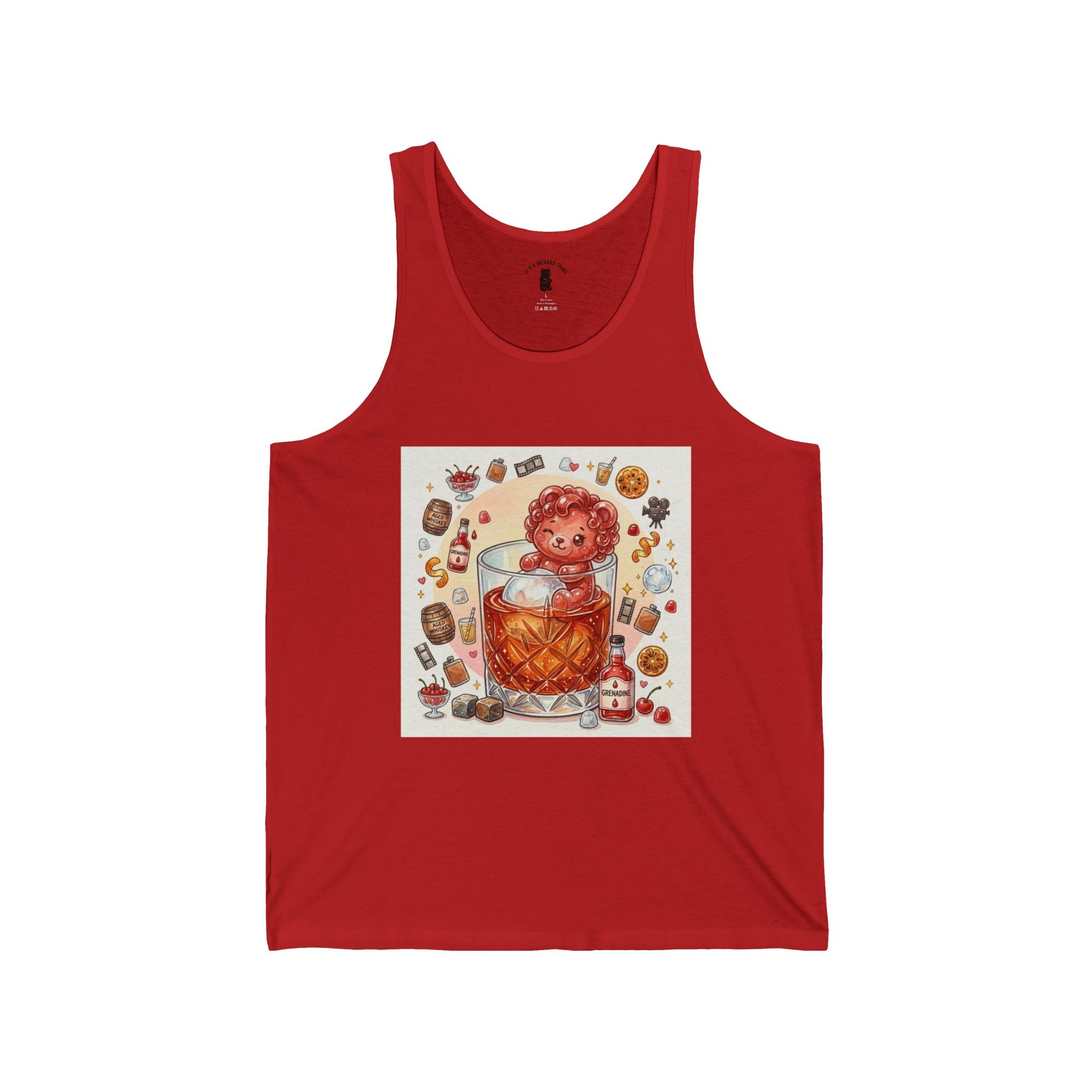 Whimsical Shirely Temple Cocktail Special, Boozey Gooey Gummy Bear— Kawaii Graphic Tank Top