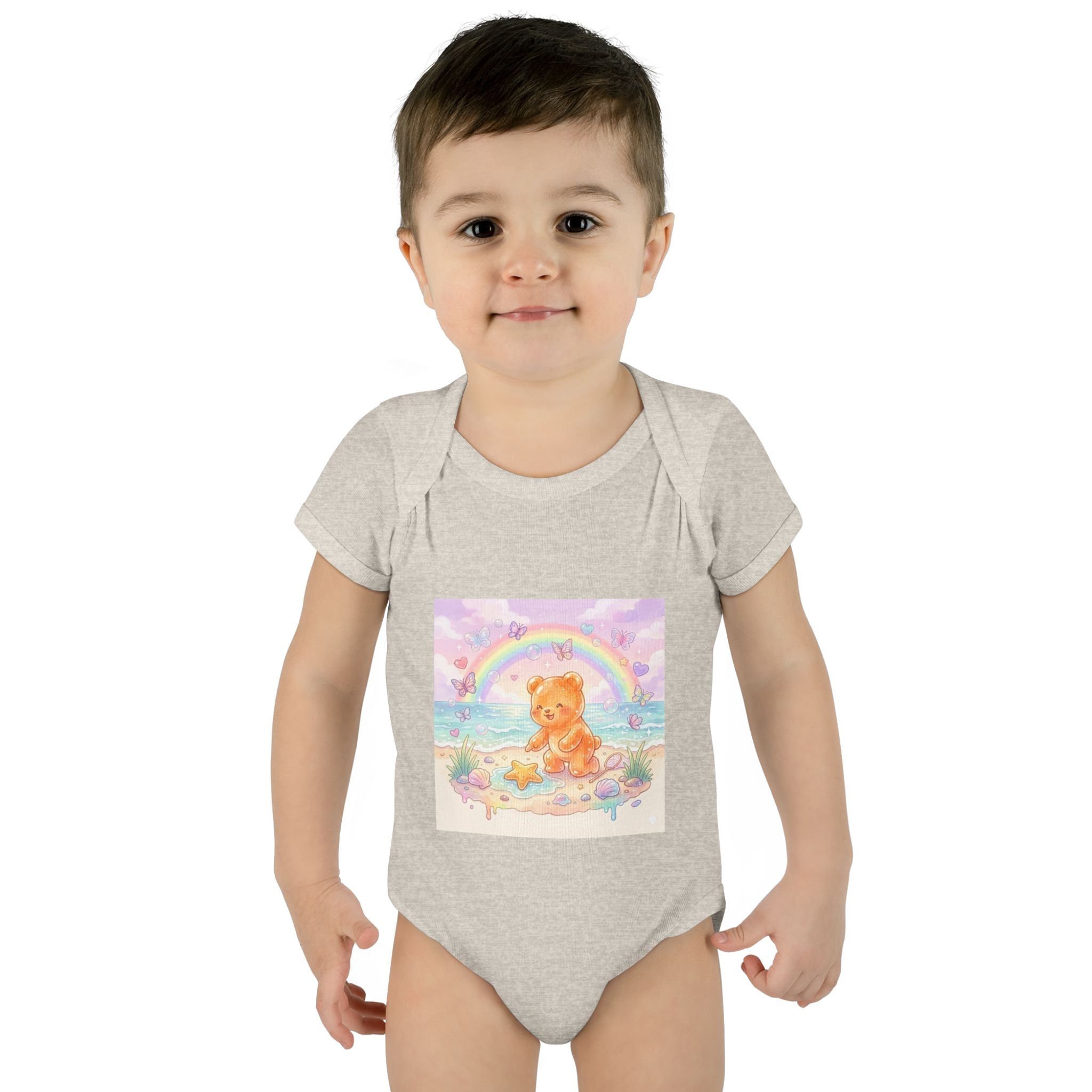 Gooey Gummy Beach Bear Rainbow & Starfish - Bodysuit