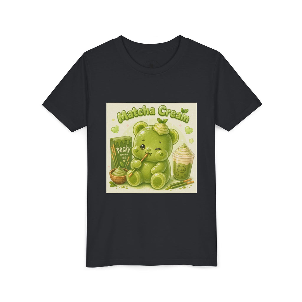Matcha Cream Gooey Gummy Bear Youth Tee —Pocky & Dessert Graphic