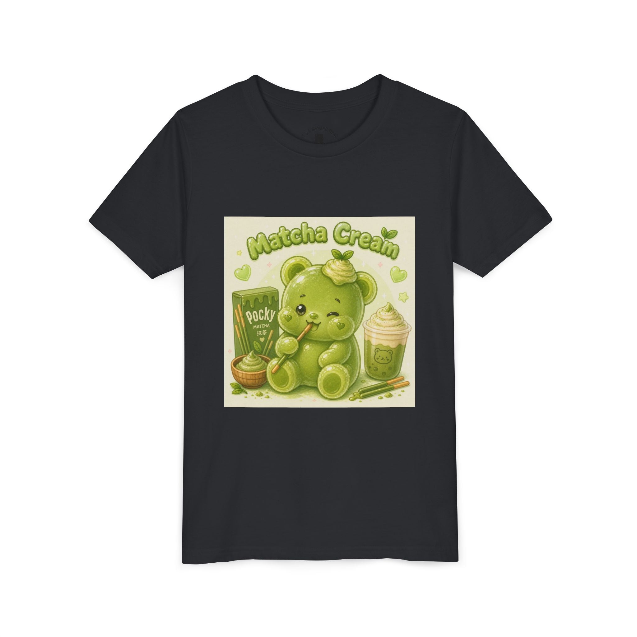 Matcha Cream Gooey Gummy Bear Youth Tee —Pocky & Dessert Graphic