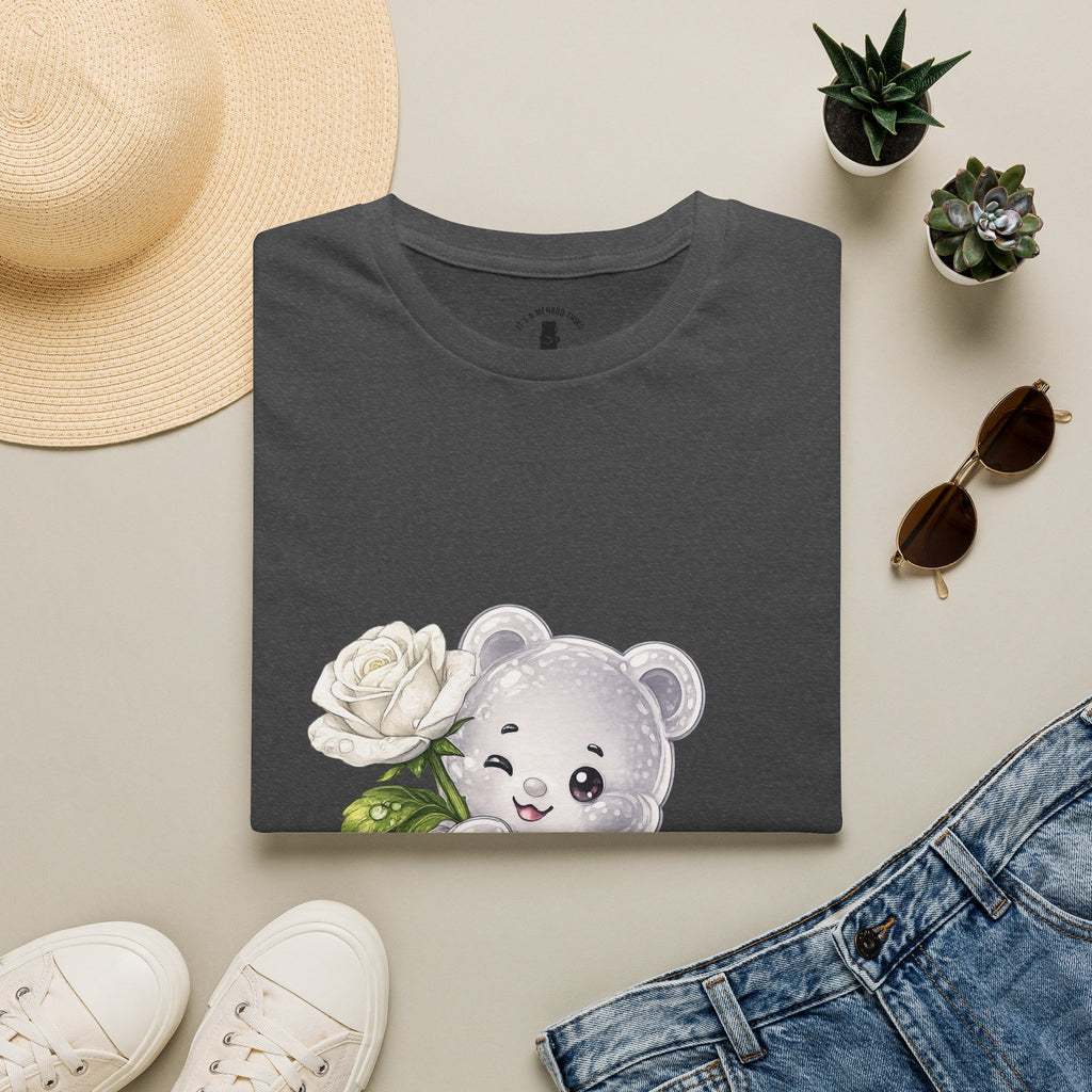 Beautiful Blooming White Rose, Oozy Bear Gummy Special Flower Addition- Graphic Shirt