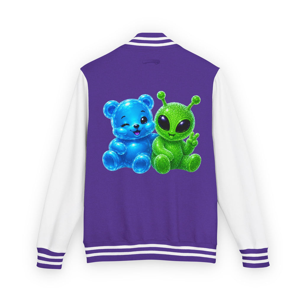 Green Alien and Blue Oozy Bear Gummy Special Addition- Letterman Graphic Jacket