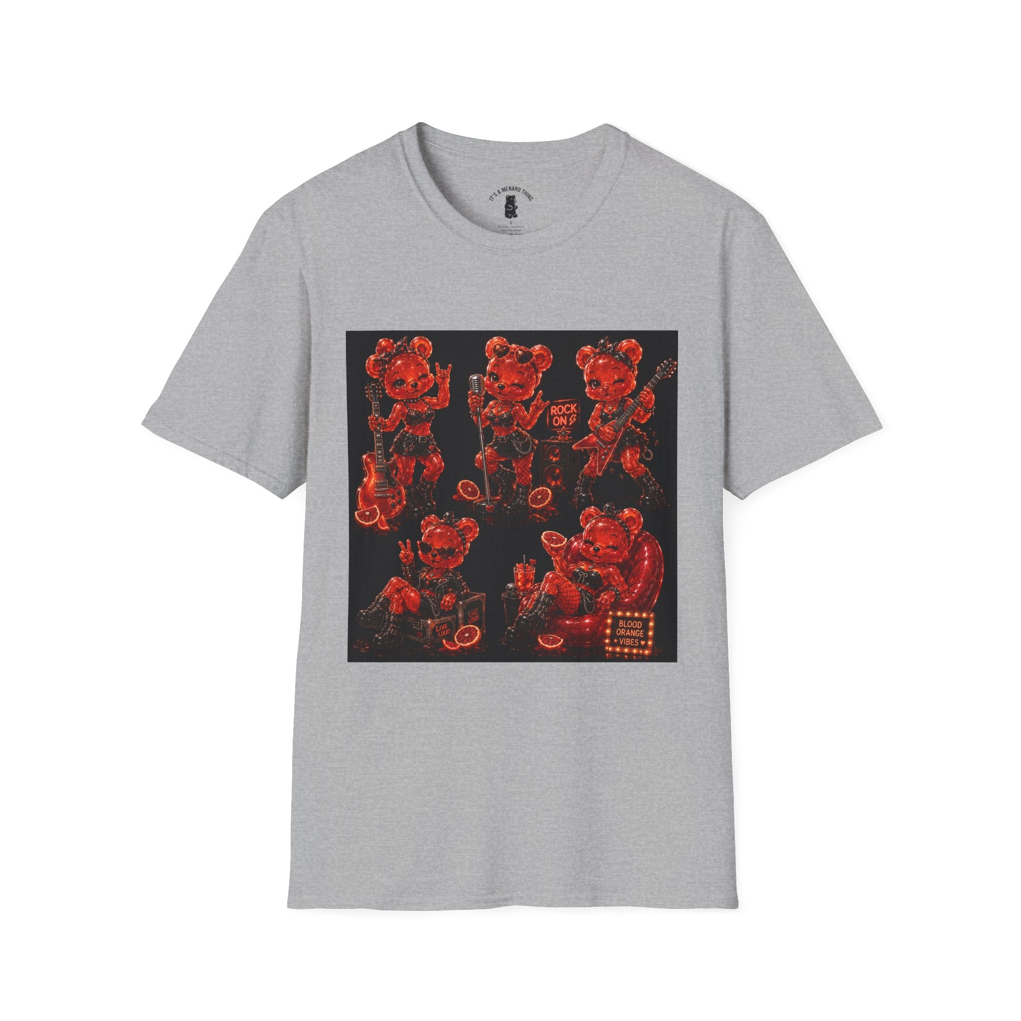 Rocking Blood Orange Grunge Oozy Bear Rocker Babe, Pin Up- Adult Graphic Shirt (18+)