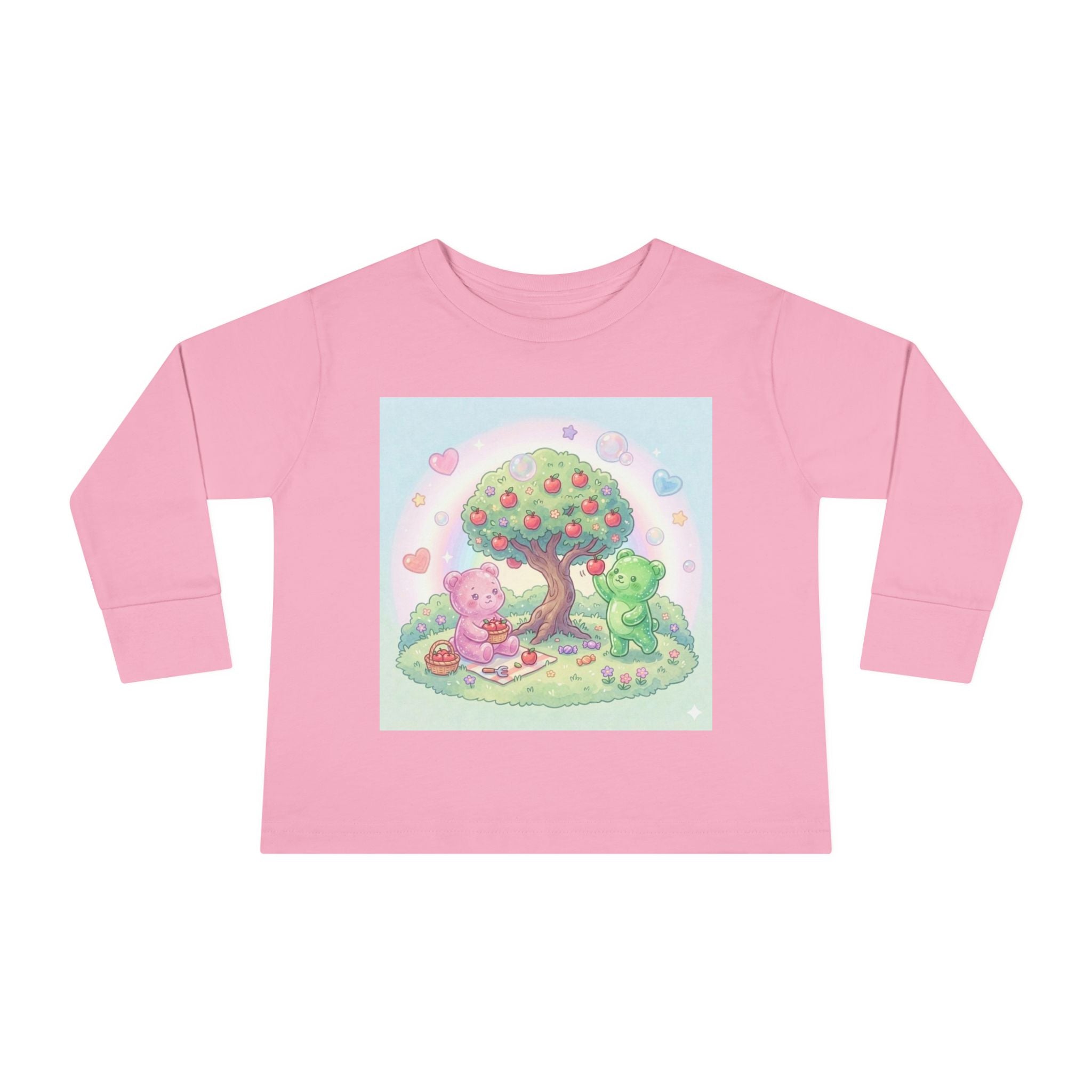 Beautiful Day For Apple Picking, Oozy Bear Gummy Friends Hang Out- Graphic Long Sleeve Shirt
