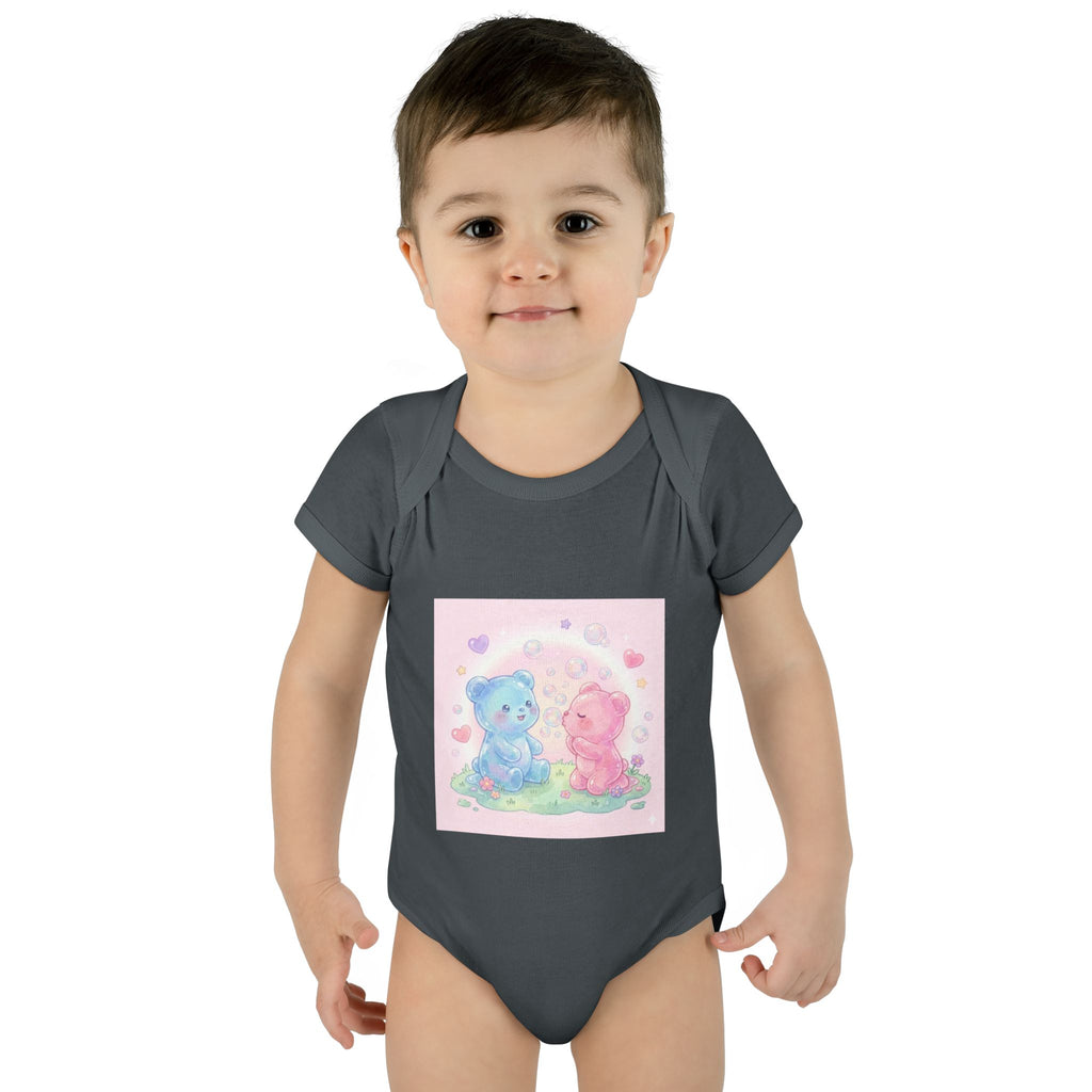 Baby Bodysuit — Pastel Blue & Pink Gooey Gummy Bears Cute Newborn Onesie