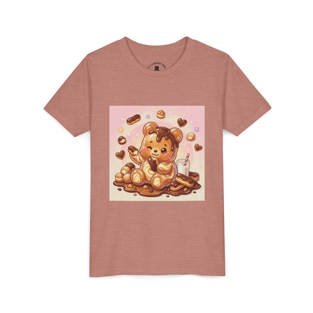 Cute Chocolate Eclair & Milk Gooey Gummy Bear Youth T-Shirt