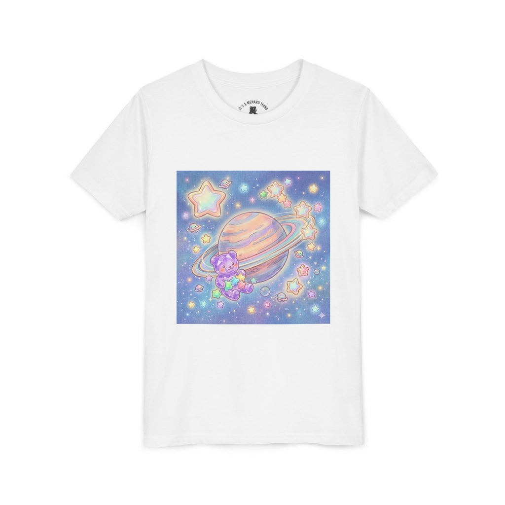 Merry-go-Saturn Cosmic Gooey Crystal Gummy Bear- Stars & Sparkles Graphic T-Shirt