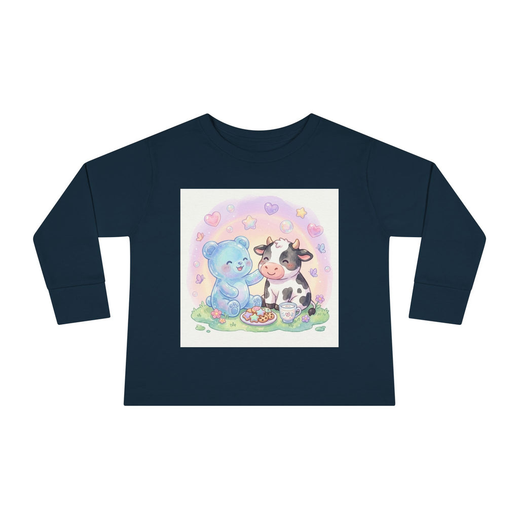 Milk & Cookies, Cow and Oozy Gummy Bear Friend- Graphic Long Sleeve Shirt
