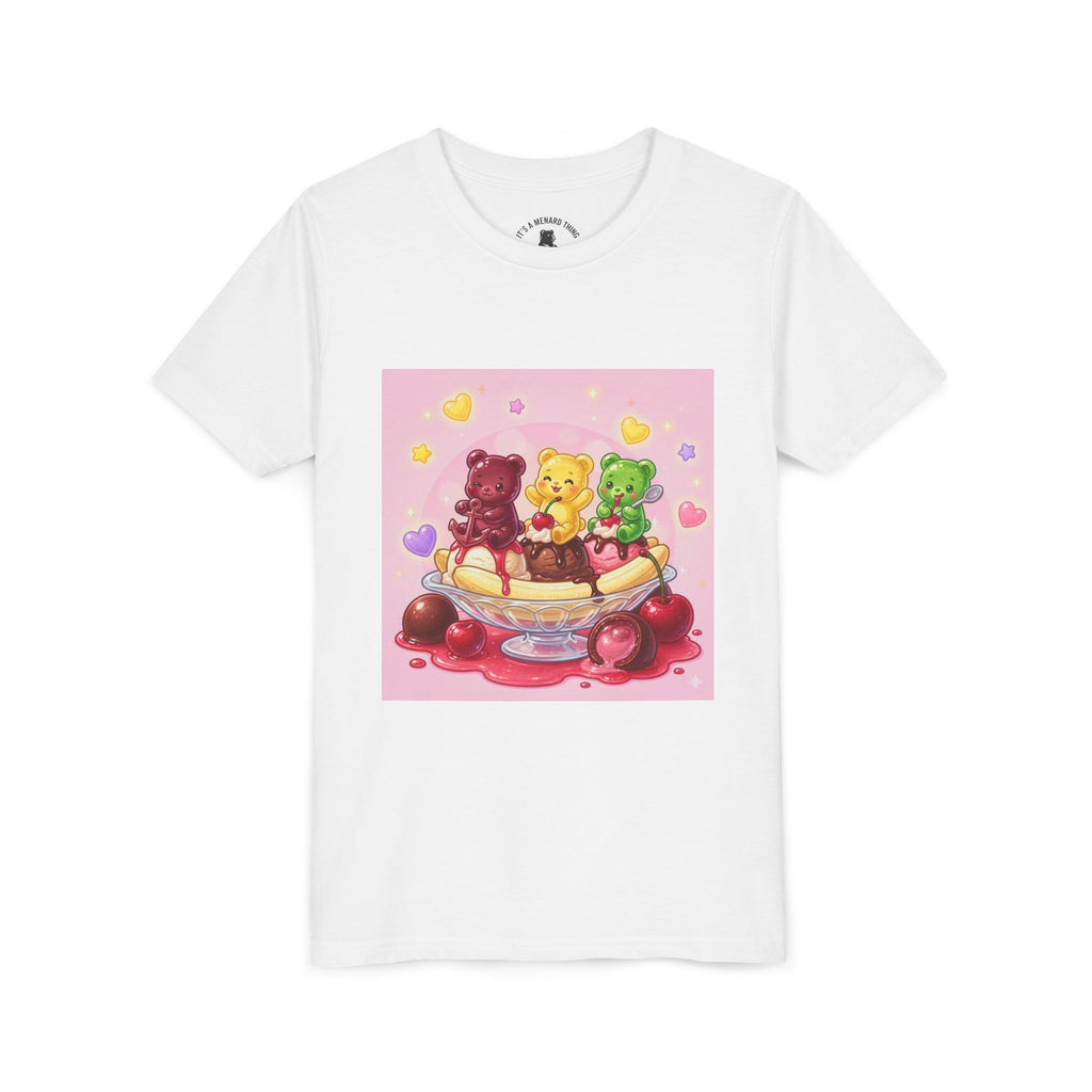 Gooey Gummy Bears on Banana Split Boat Graphic Youth T-Shirt