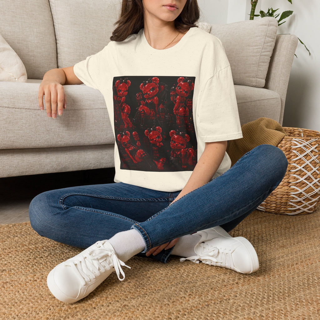 Punk Retro Crimson Red Oozy Bear Babe, Beach Pin Up Addition- Adult Graphic Shirt (18+)