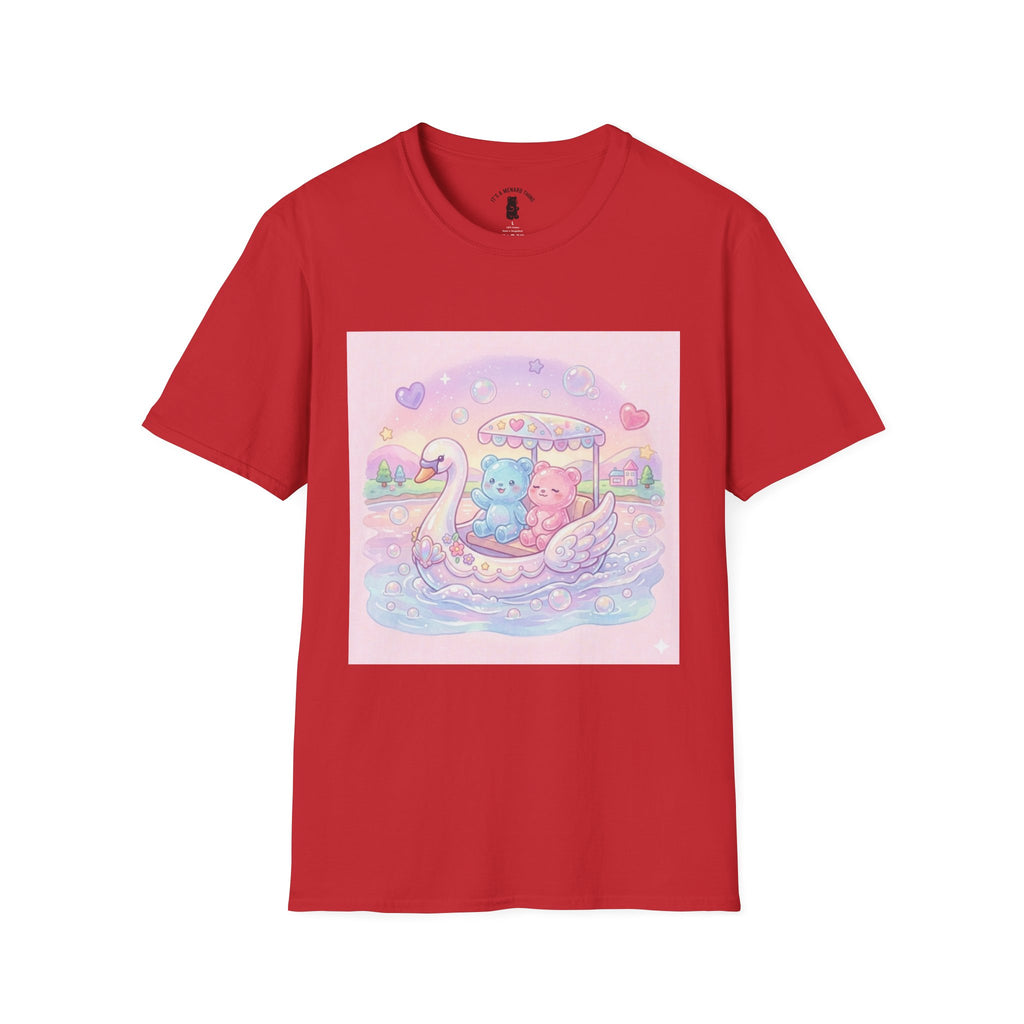 Romantic Swan Boat Ride, Gooey Gummy Friends— Kawaii Graphic T-Shirt