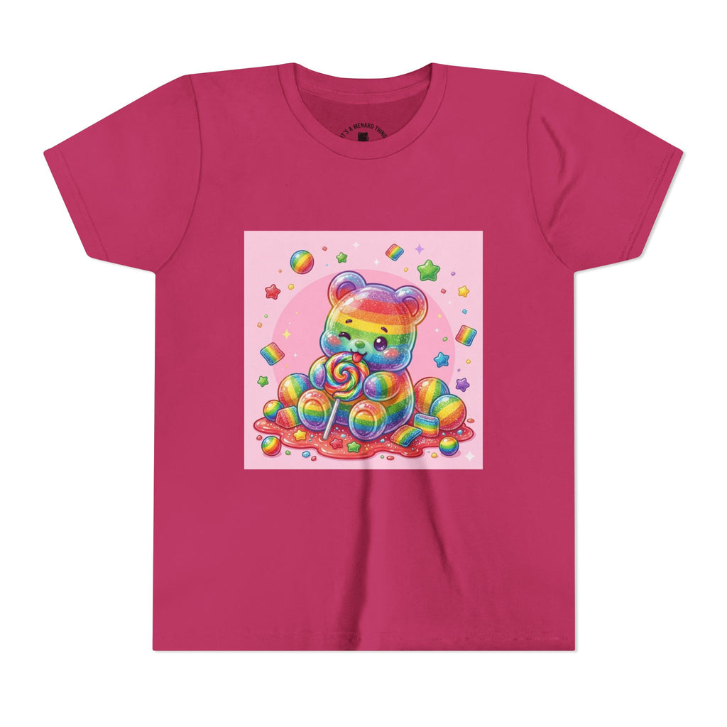Rainbow Stripe Gooey Gummy Bear Youth T-Shirt