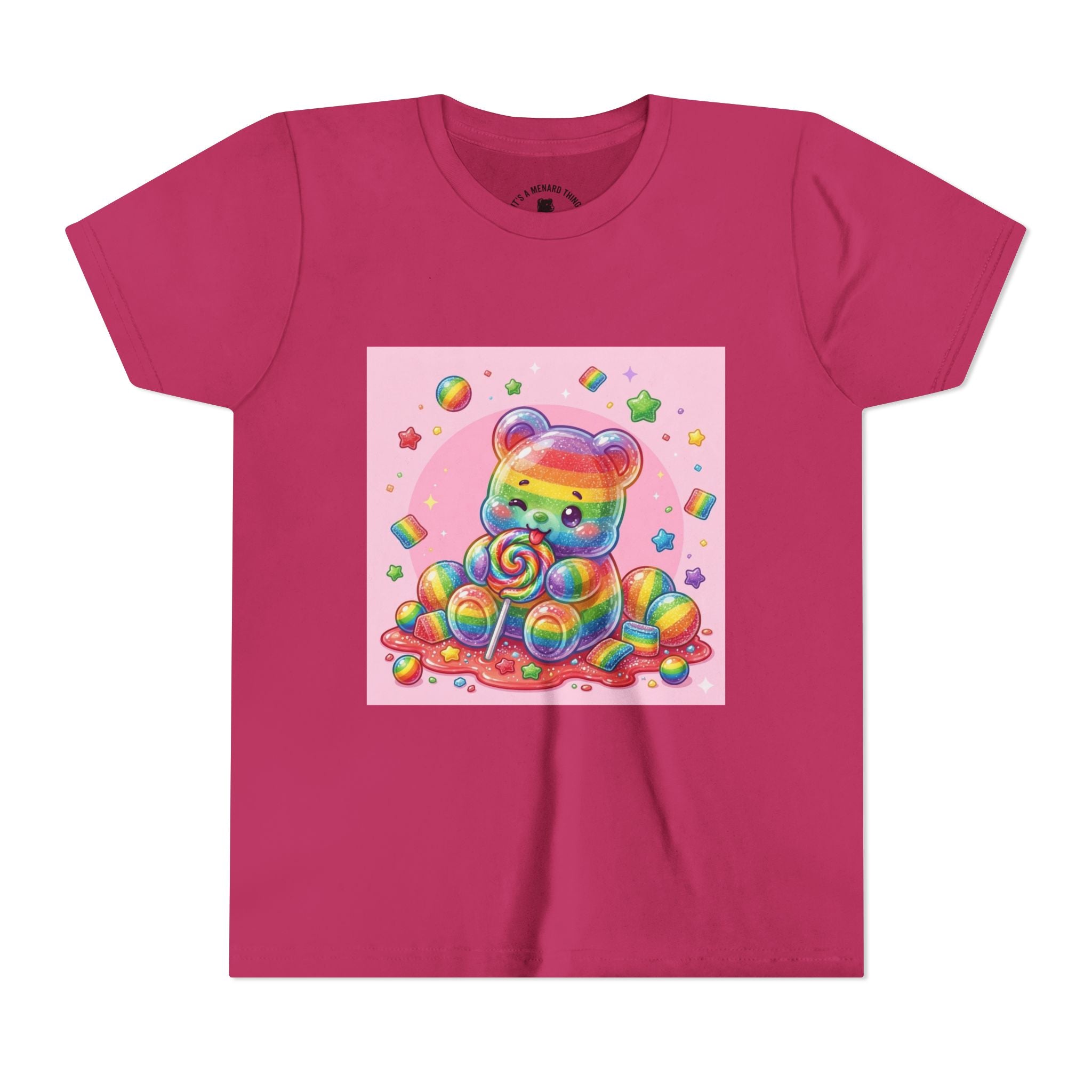 Rainbow Stripe Gooey Gummy Bear Youth T-Shirt