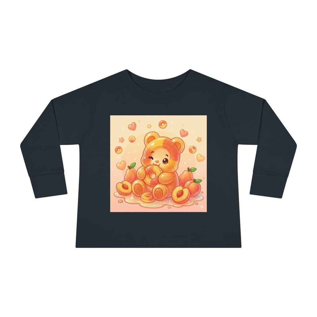 Sweet Peach Ring Candy, Oozy Bear Gummy Friend- Kids Long Sleeve Shirt