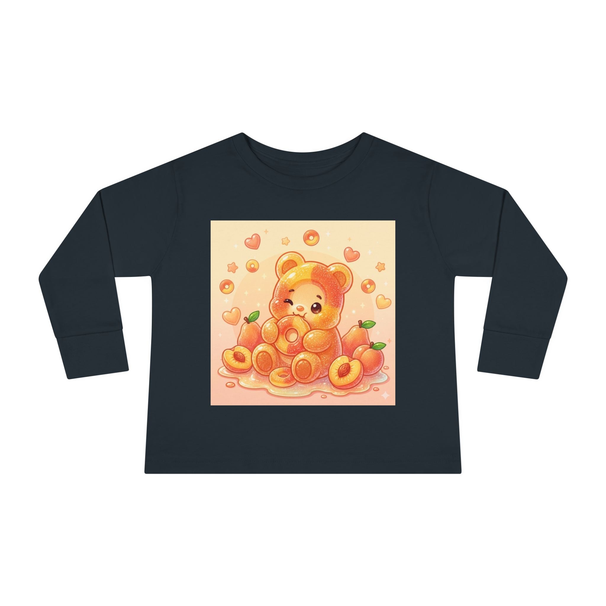 Sweet Peach Ring Candy, Oozy Bear Gummy Friend- Kids Long Sleeve Shirt