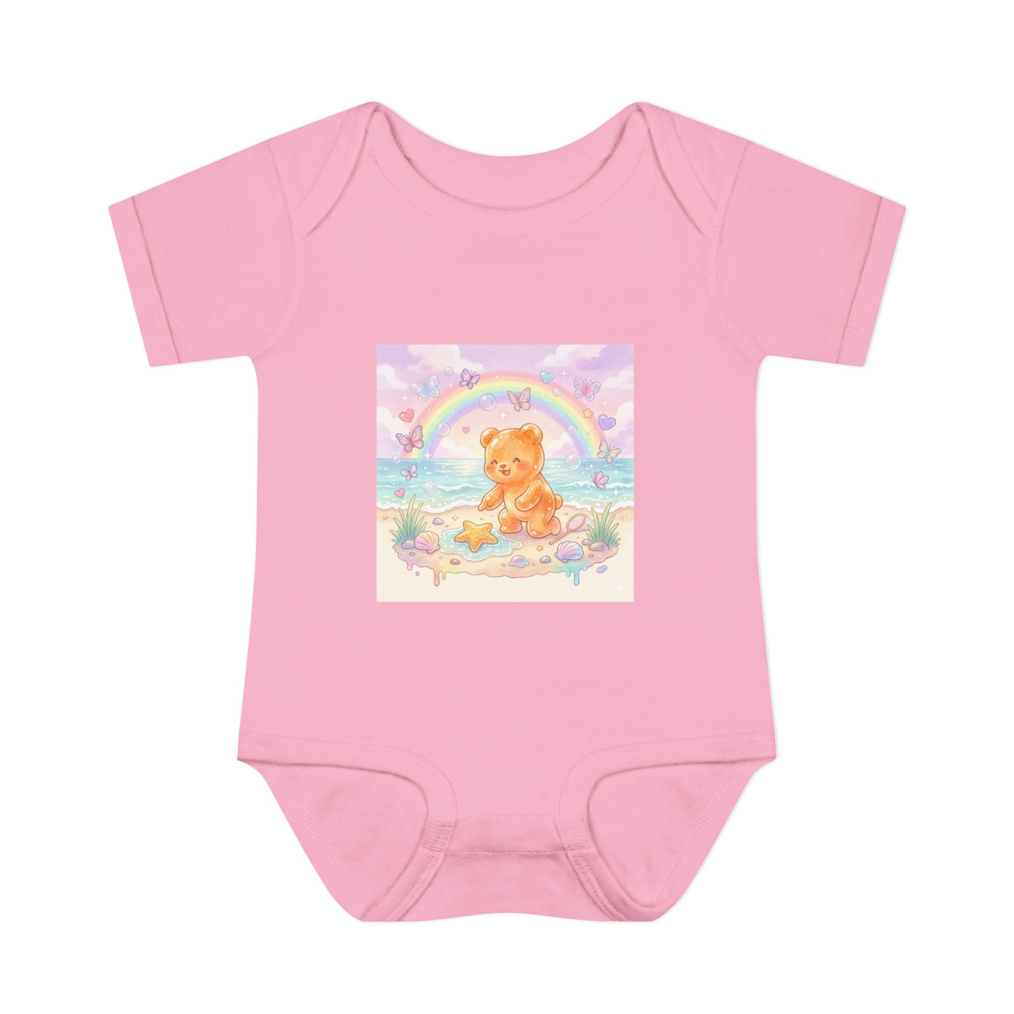 Gooey Gummy Beach Bear Rainbow & Starfish - Bodysuit