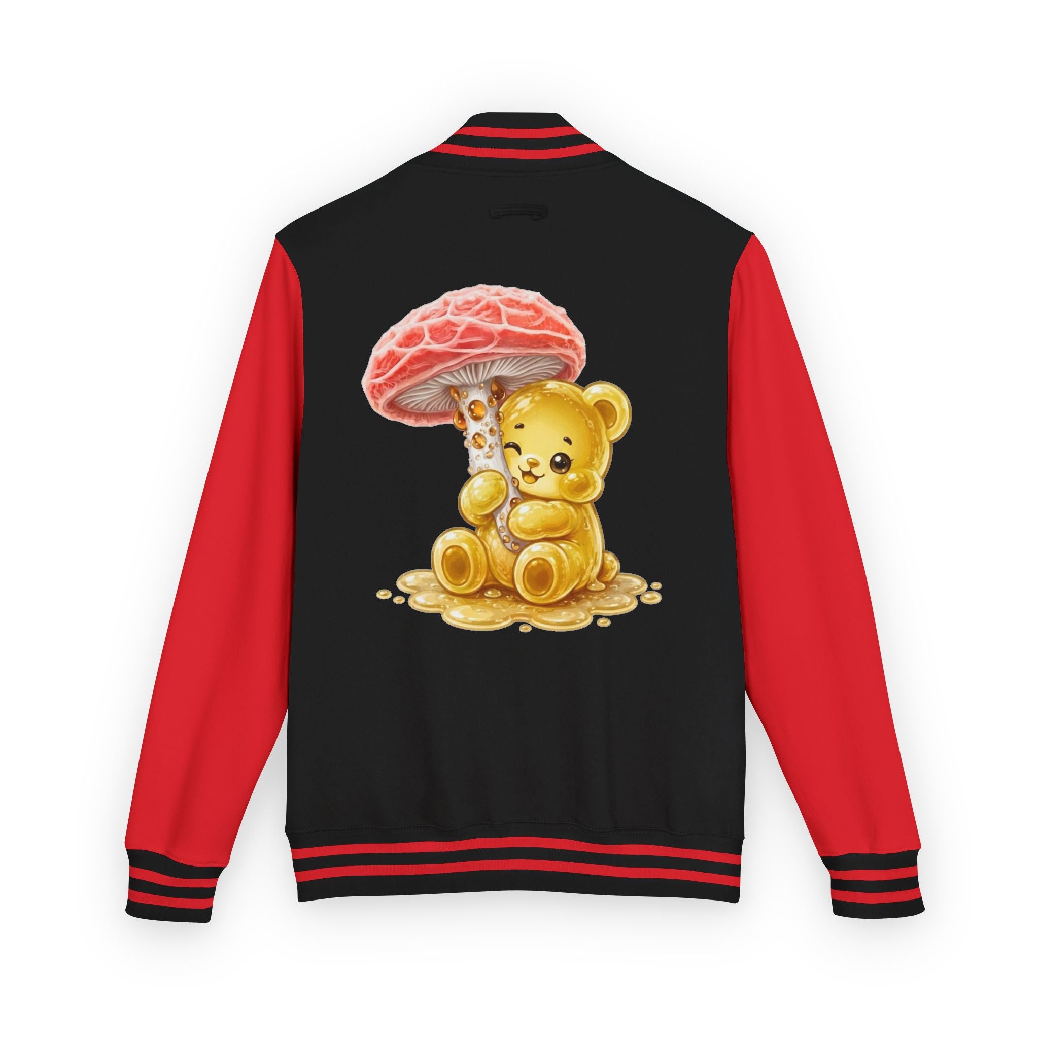 Special Orange Mushroom, Yellow Oozy Gummy Bear- Letterman Graphic Jacket