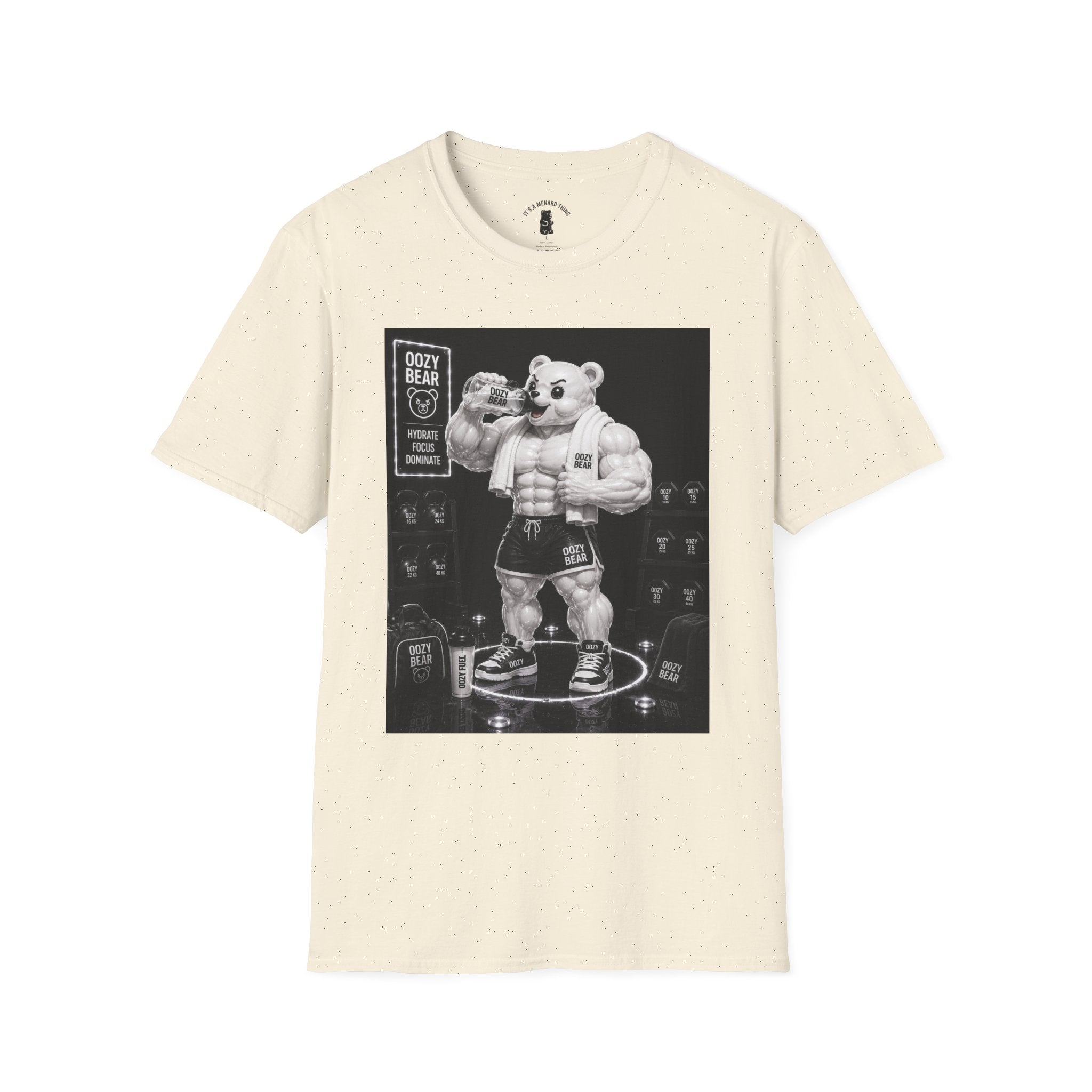 Rehydration Time, Oozy Buff Bodybuilder Gummy Gym Addition- Adult Graphic Shirt