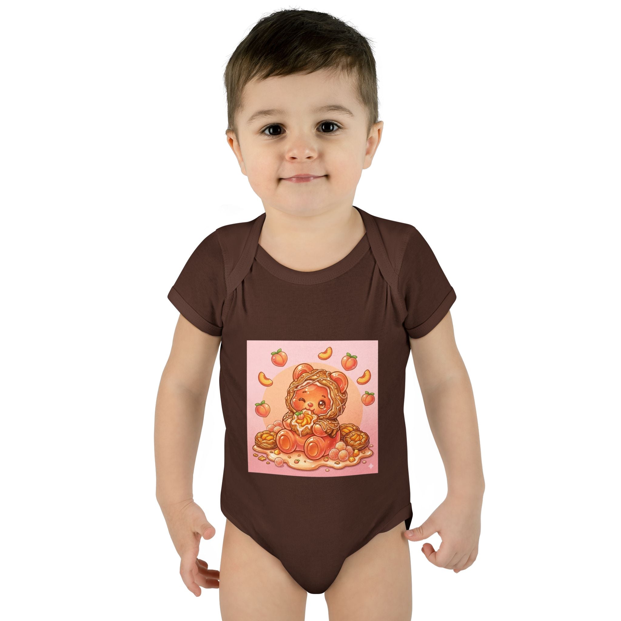 Peach Danish Gooey Gummy Bear in Puff Pasterie PJs Baby Onesie