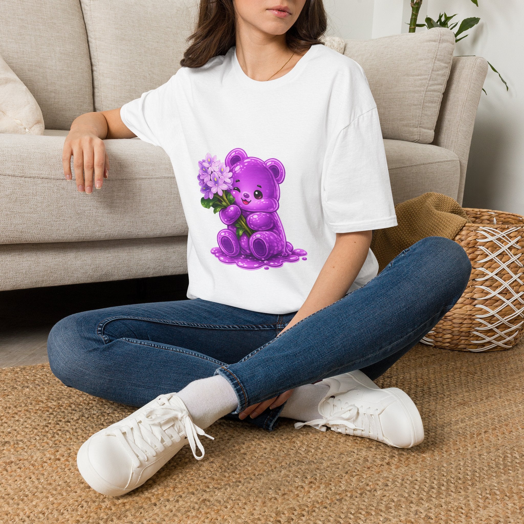 Purple Flower Cluster, Oozy Bear Friend Flower Addition- Graphic Shirt