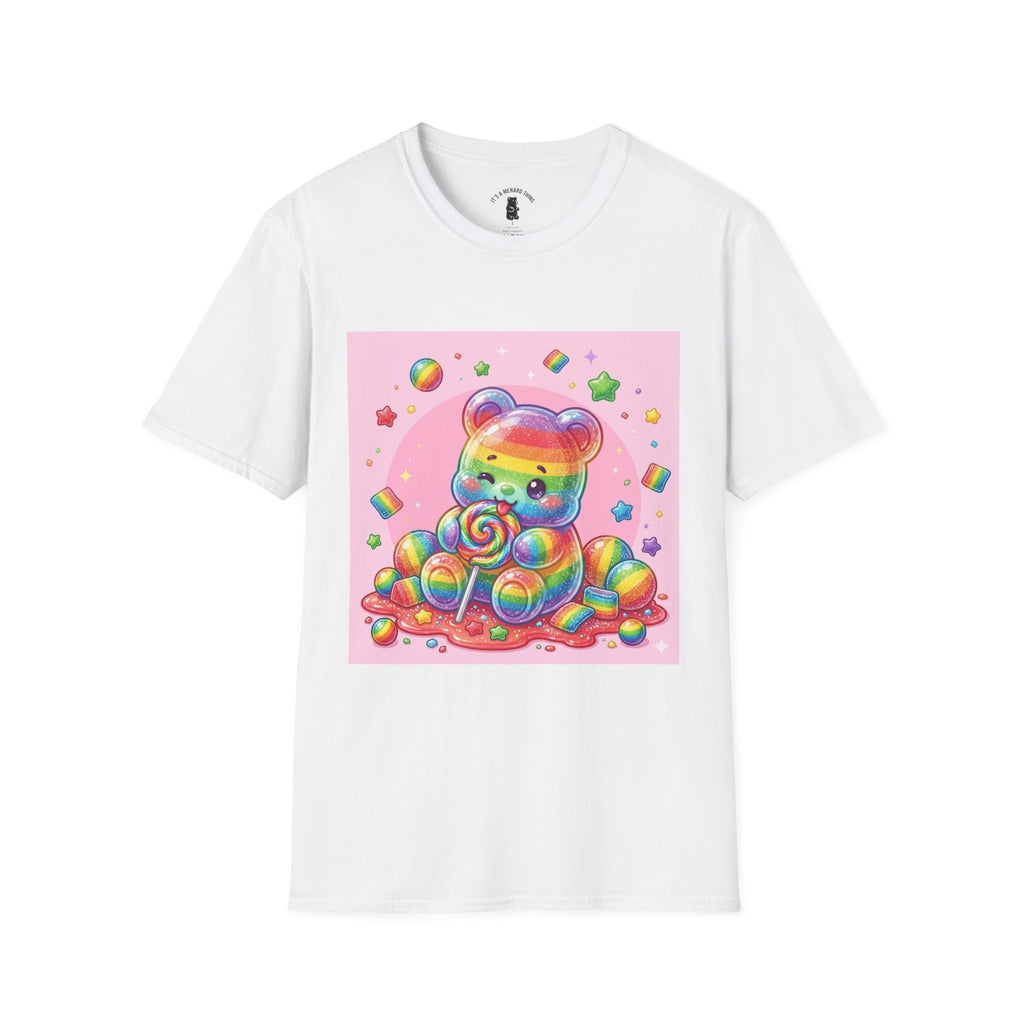 Rainbow Stripe Lollipop Gooey Gummy Bear T-Shirt — Cute Graphic Tee