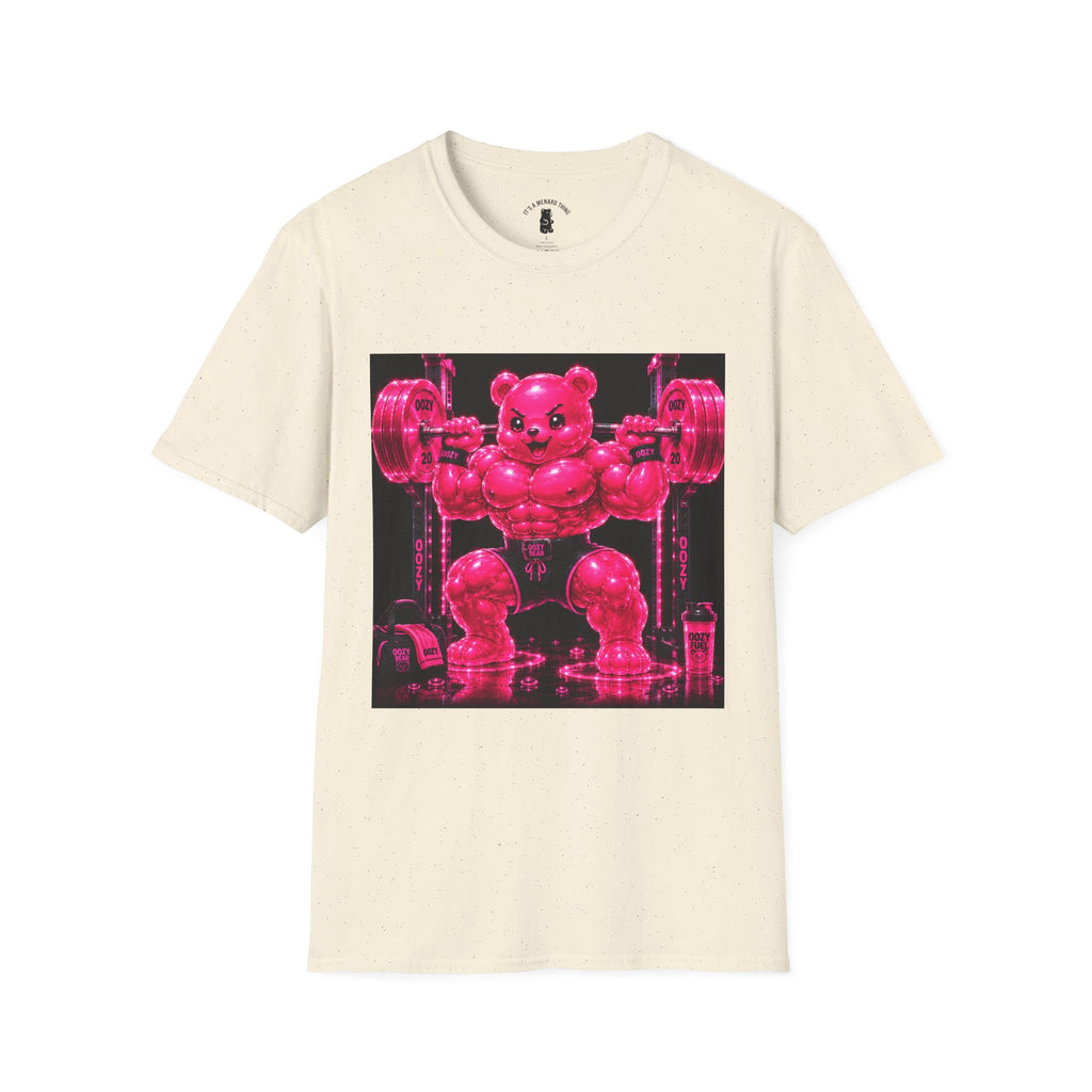 Feeling Like a Work Out, Pink Oozy Buff Bear Gummy Gym Special- Adult Graphic Shirt