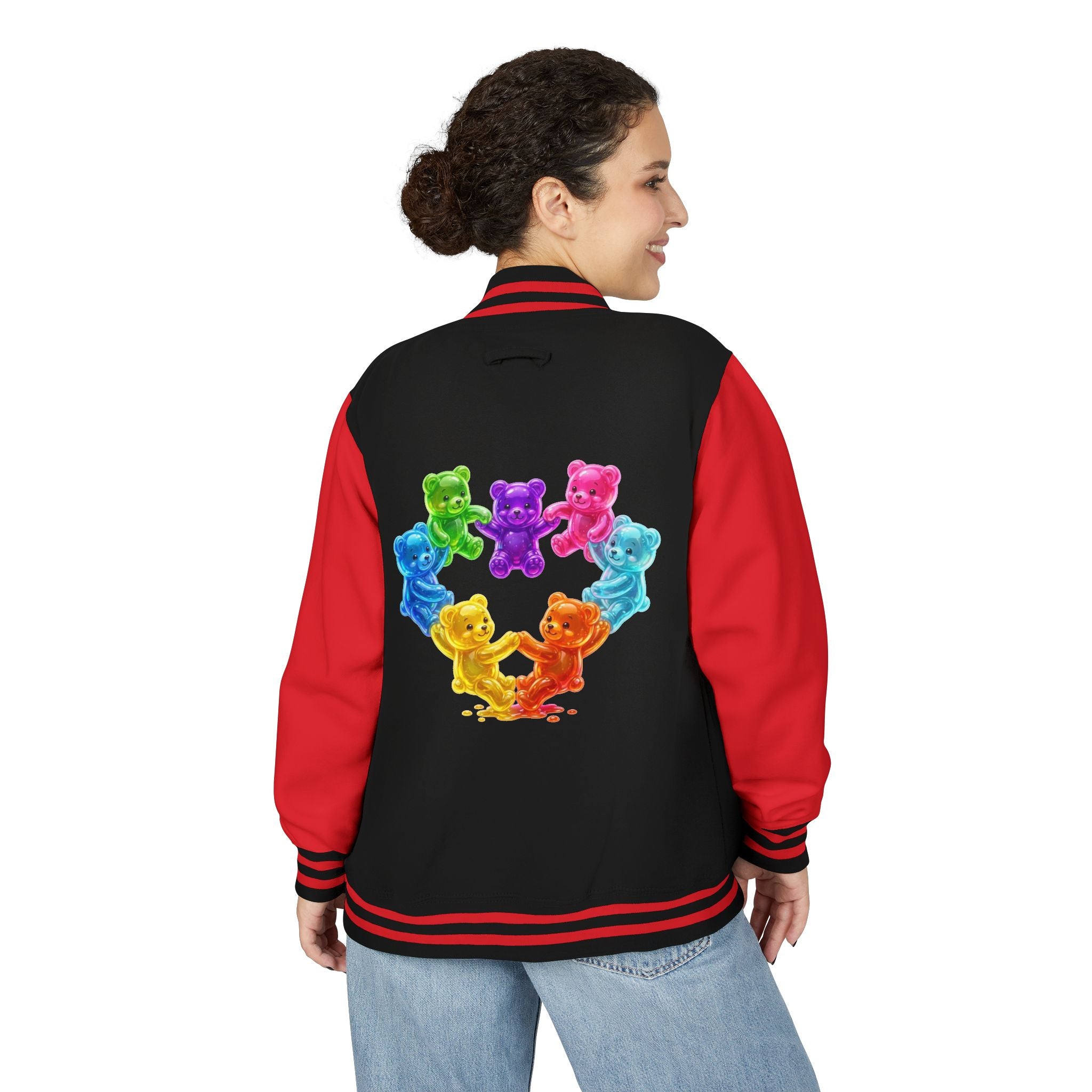 Rainbow Oozy Gummy Bear Heart Special Addition- Lettermen Graphic Jacket