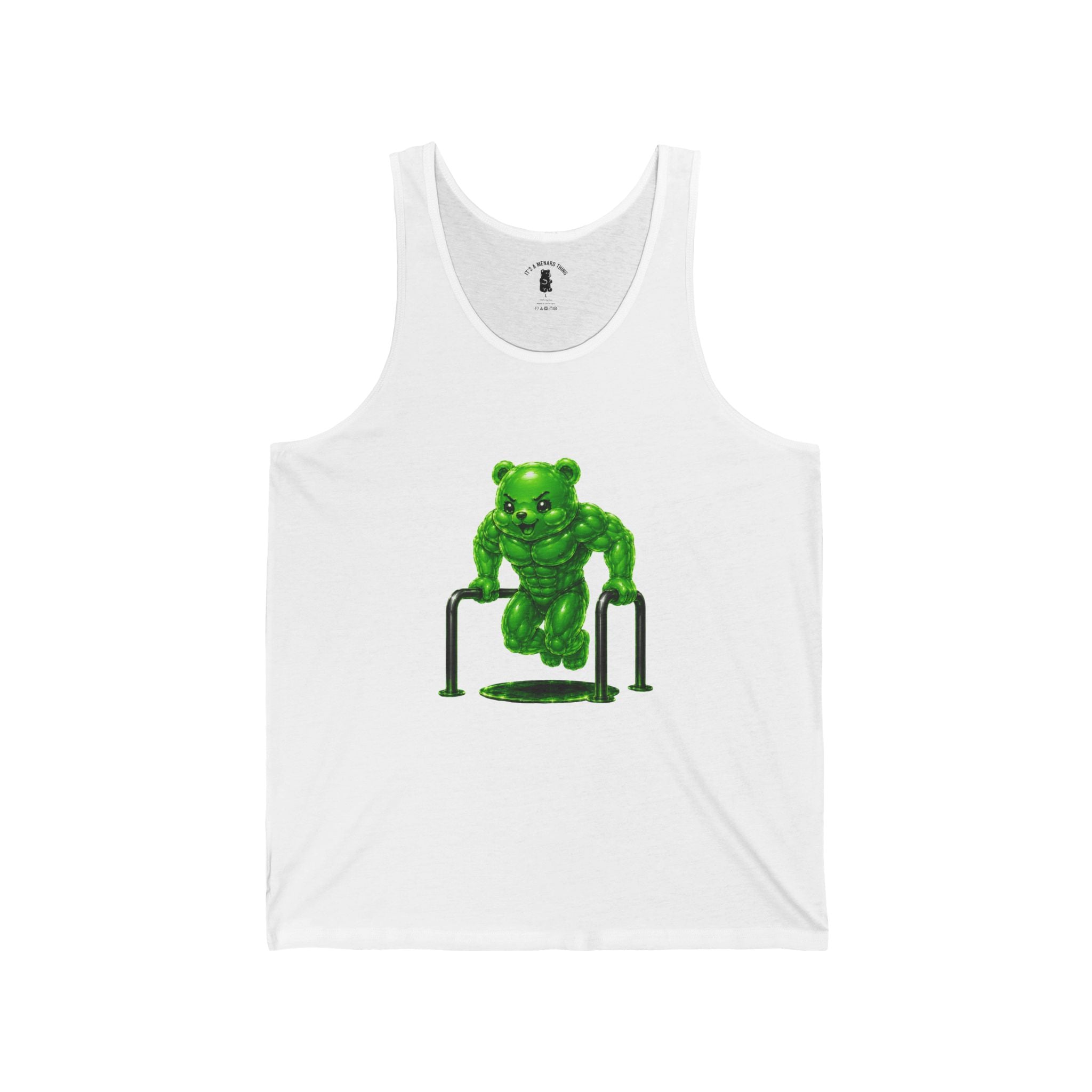 Bar Lift Fitness, Emerald Green Oozy Buff Bear Gummy Gym Addition- Adult Graphic Tank Top