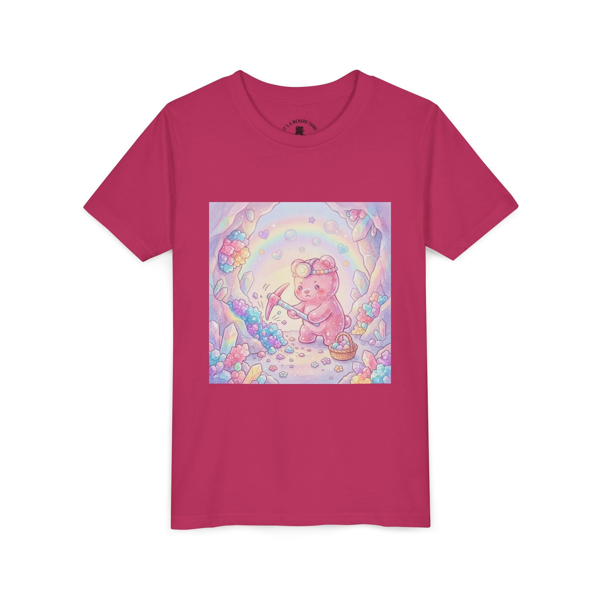 Digging for Crystal Candy Pink Gooey Gummy Bear Illustration