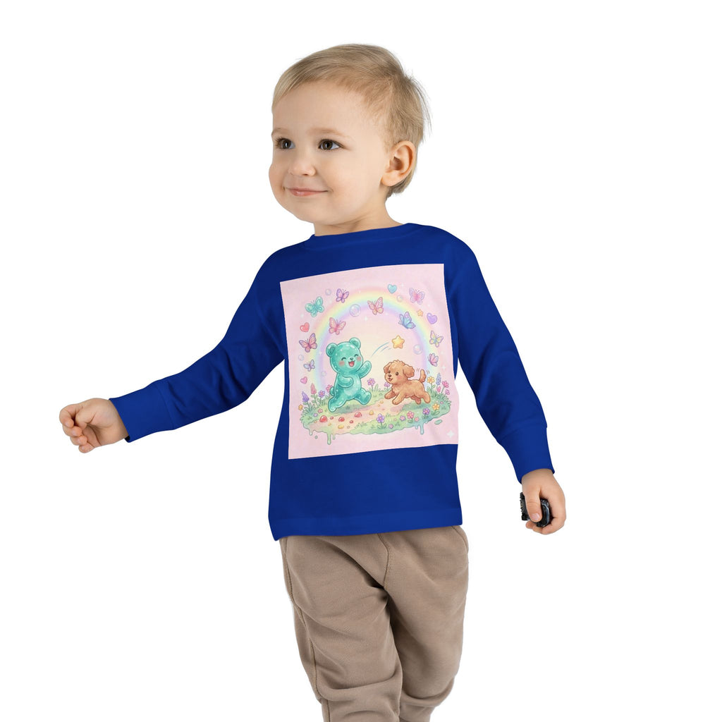 Pastel Puppy Play Time, Oozy Bear Friend- Graphic Long Sleeve Shirt