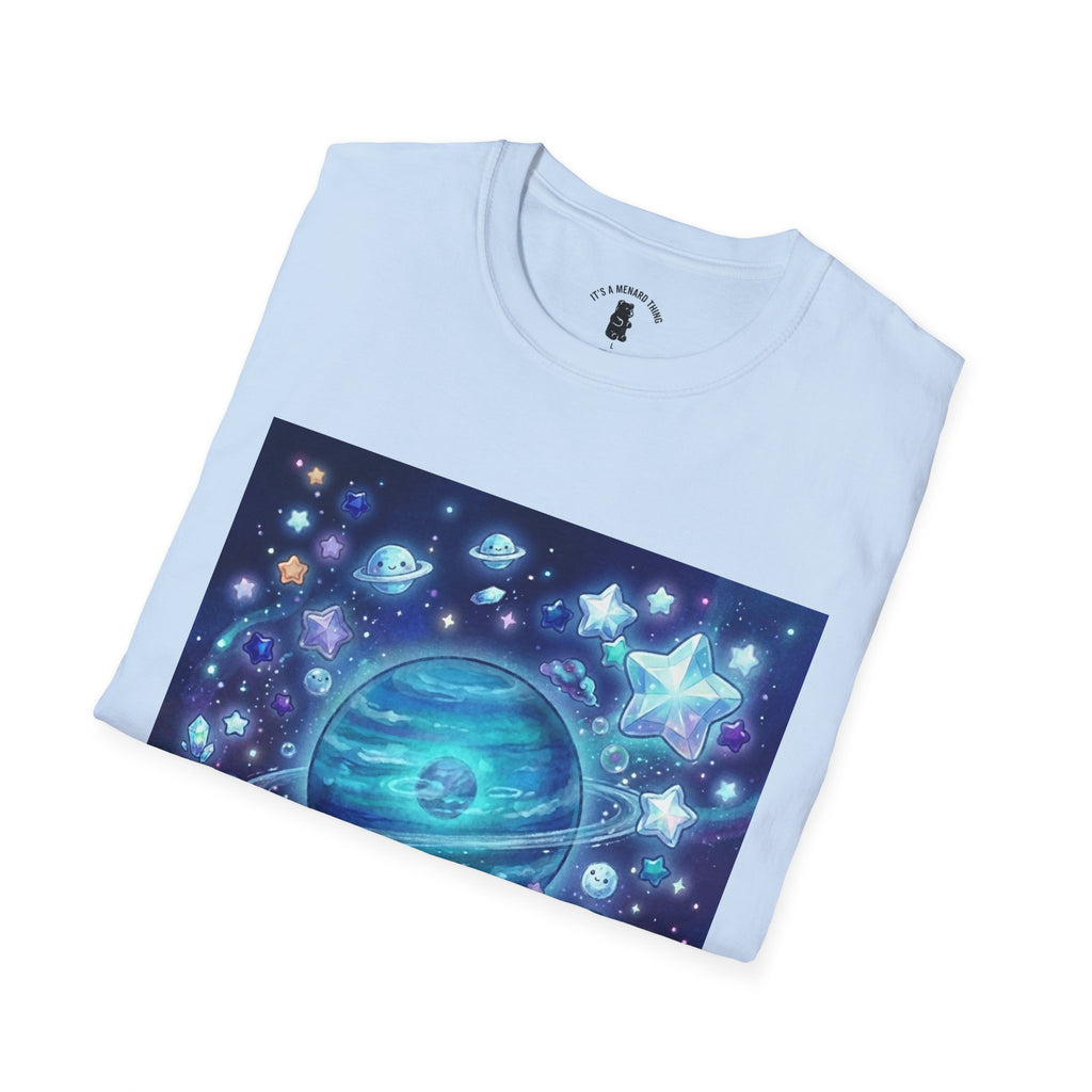 Lets Swim on Neptune, Blue Crystal Gooey Gummy Bear- Kawaii Graphic T-Shirt