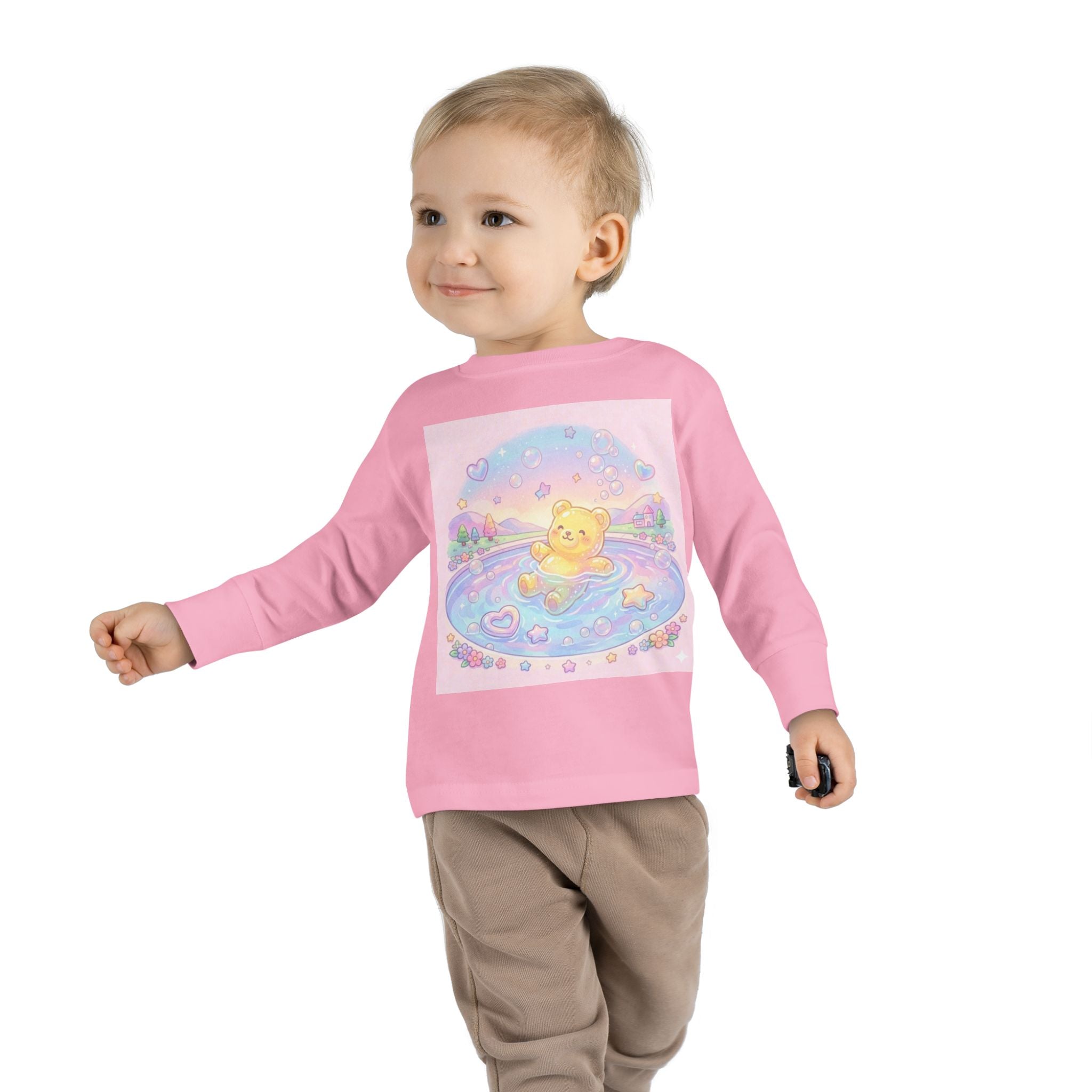 Solo Swim Time, Yellow Oozy Bear Friend- Graphic Long Sleeve Shirt