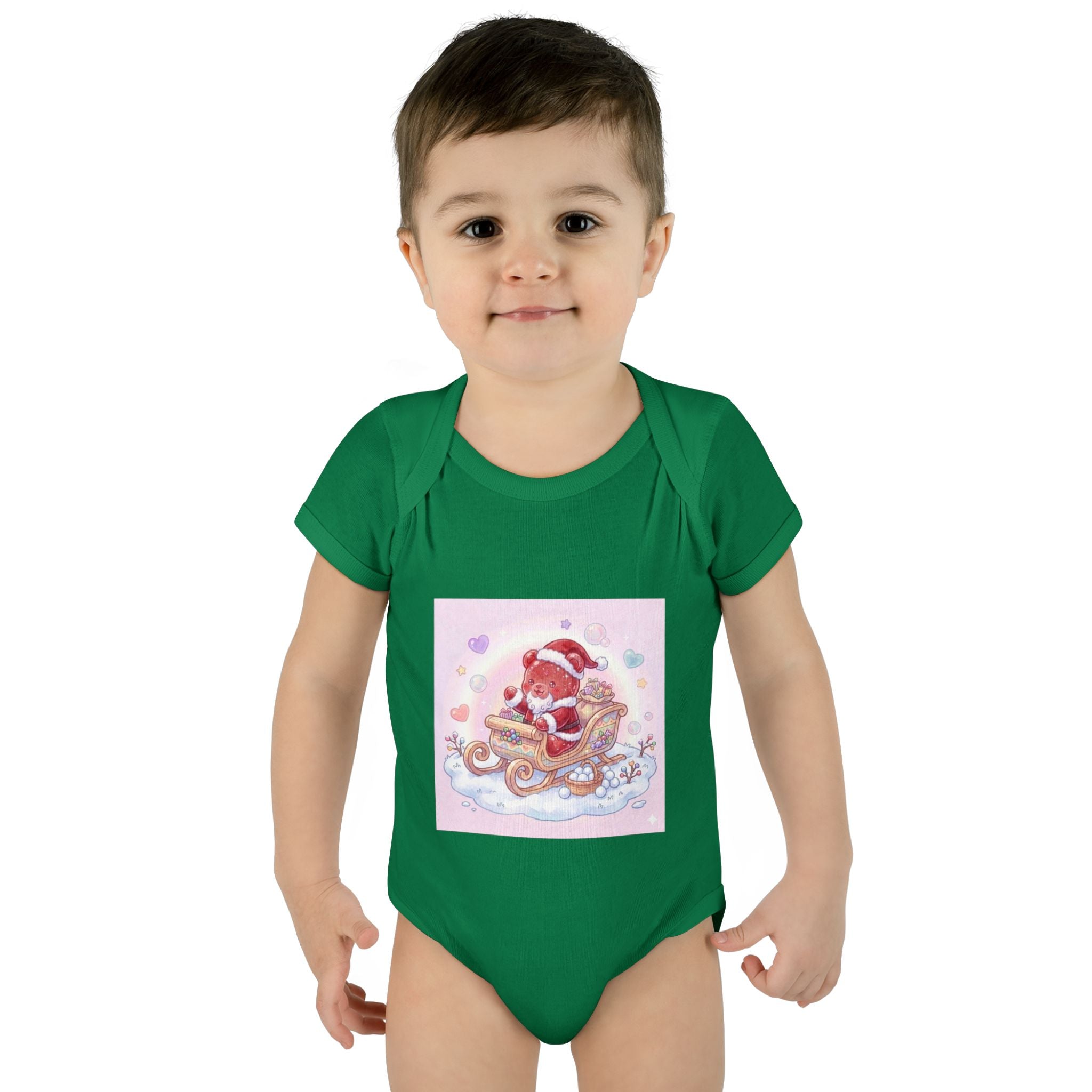 Baby Bodysuit – Gooey Gummy Santa in Sleigh Christmas Infant Onesie
