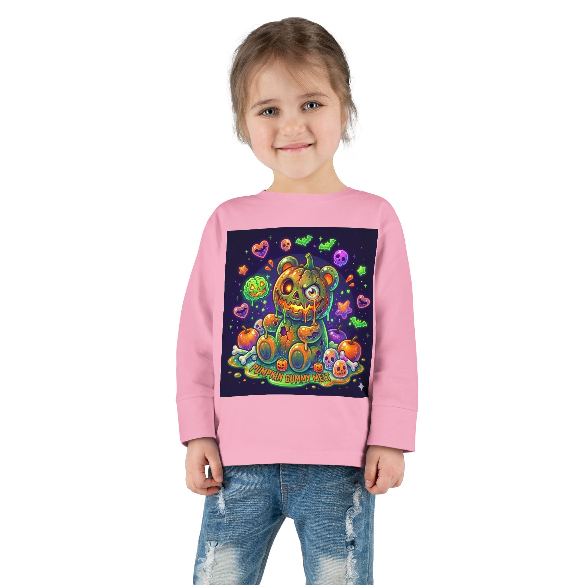 Pumpkin Oozy Bear, Halloween Special- Kids Graphic Long Sleeve Shirt
