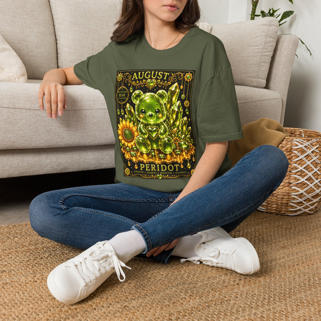 August Peridot Birthstone Oozy Bear Addition- Graphic Shirt