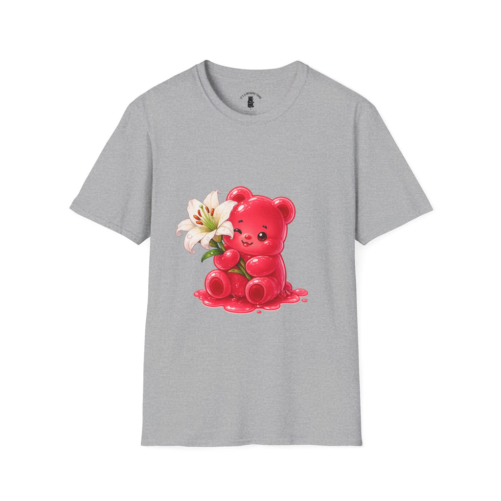 White Casa Blanca Lily, Red Oozy Bear Special Flower Edition- Graphic Shirt