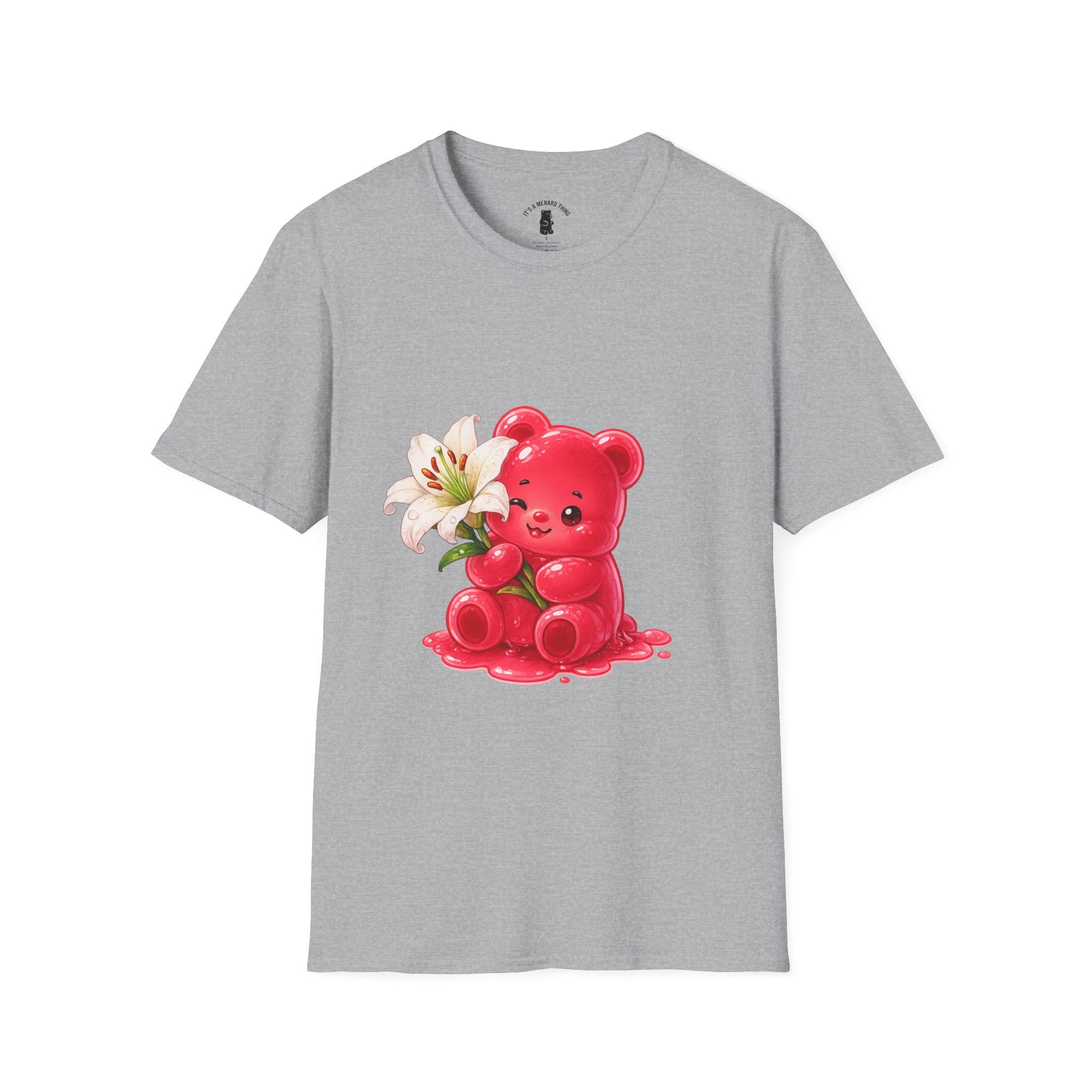 White Casa Blanca Lily, Red Oozy Bear Special Flower Edition- Graphic Shirt