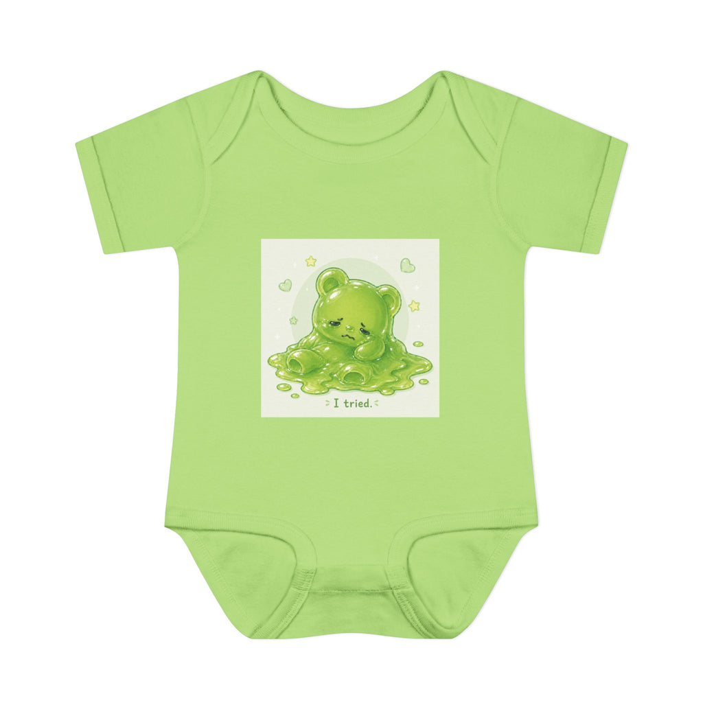 Infant Bodysuit — Cute Gooey Green Melted Gummy Bear "I Tried" Baby Onesie