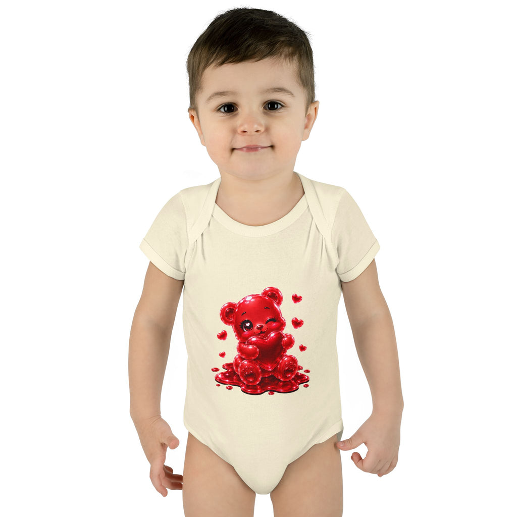 Special Red Heart Oozy Bear Baby Gummy Cutie Addition- Graphic Onesie
