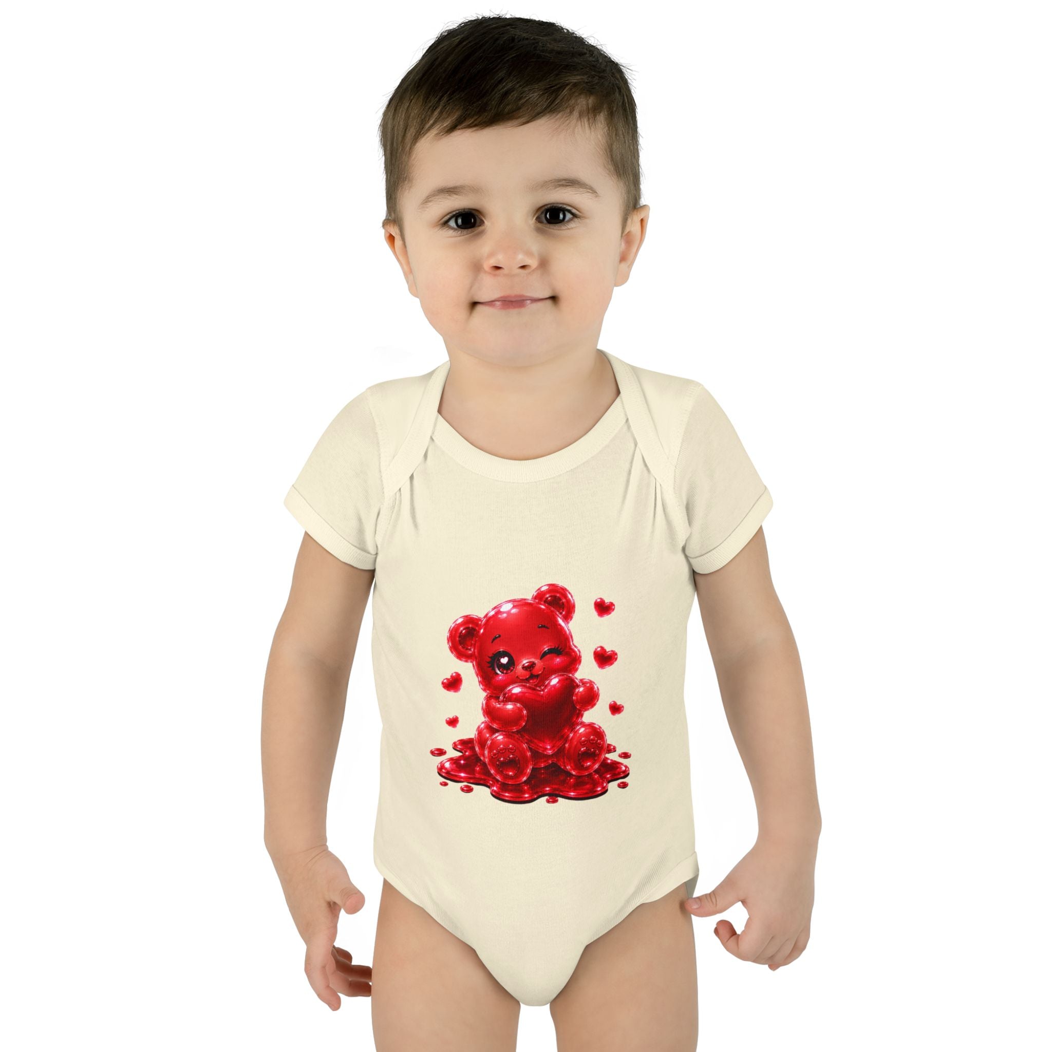 Special Red Heart Oozy Bear Baby Gummy Cutie Addition- Graphic Onesie