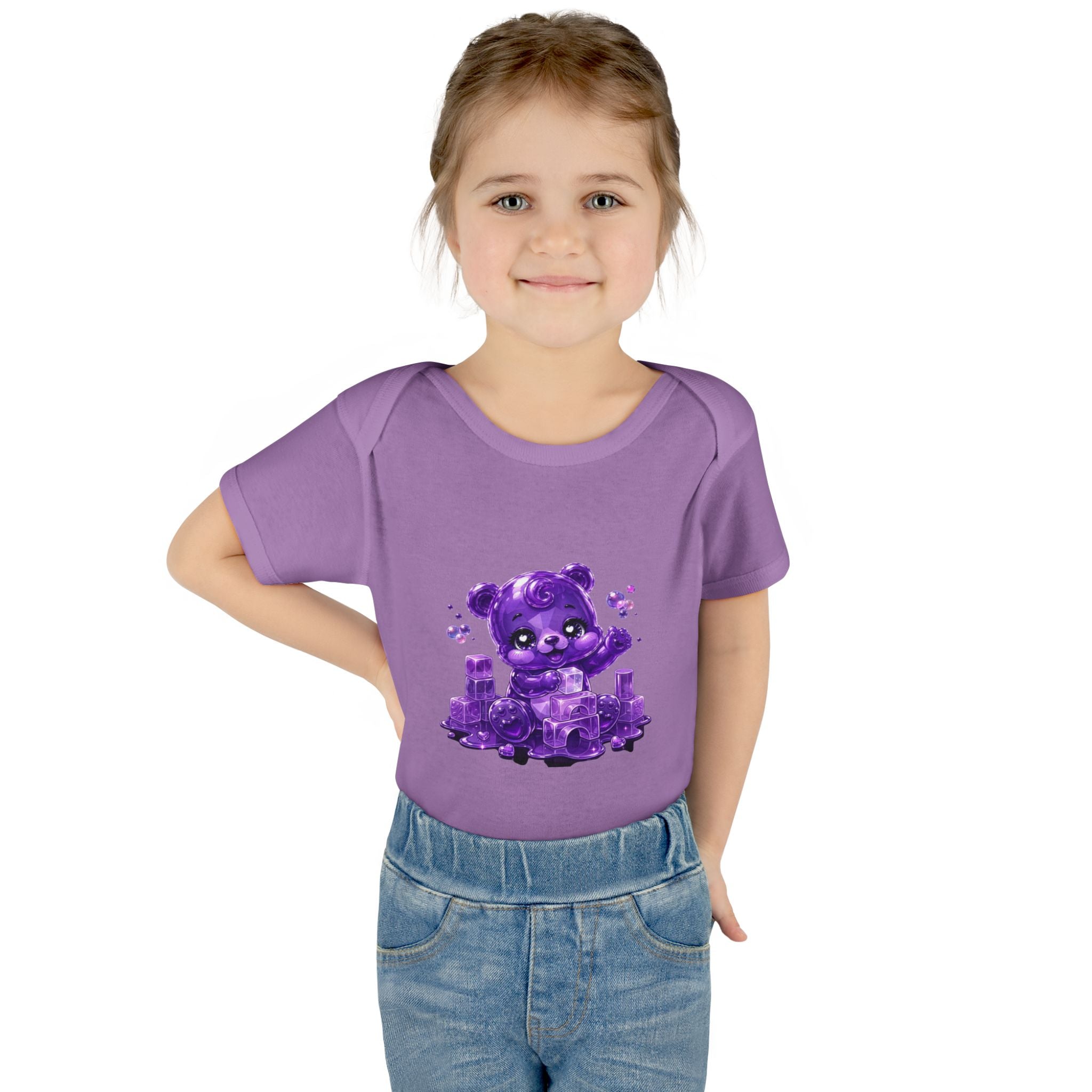 Play Time, Purple Crystal Baby Oozy Bear Gummy Cutie Addition- Graphic Onesie