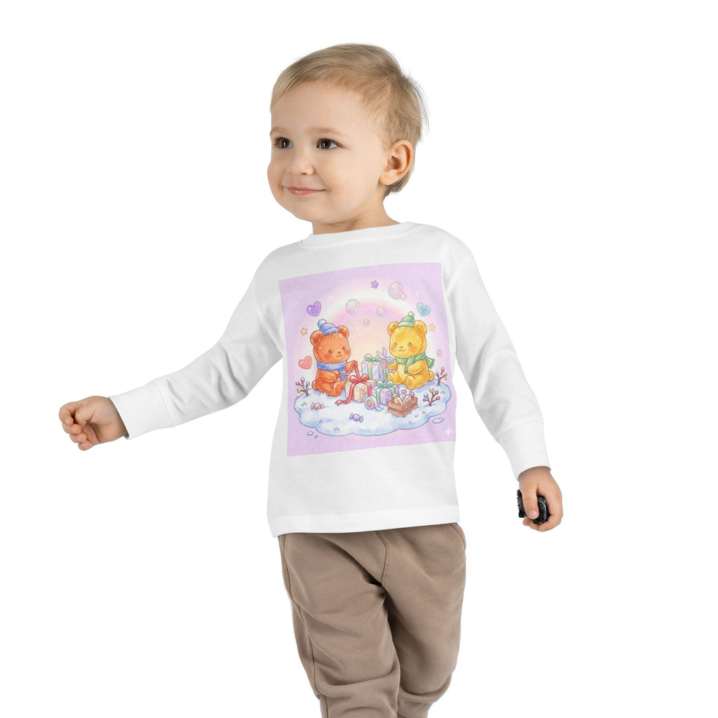 Holiday Gift Giving, Oozy Bear Friends In Snow- Graphic Long Sleeve Shirt