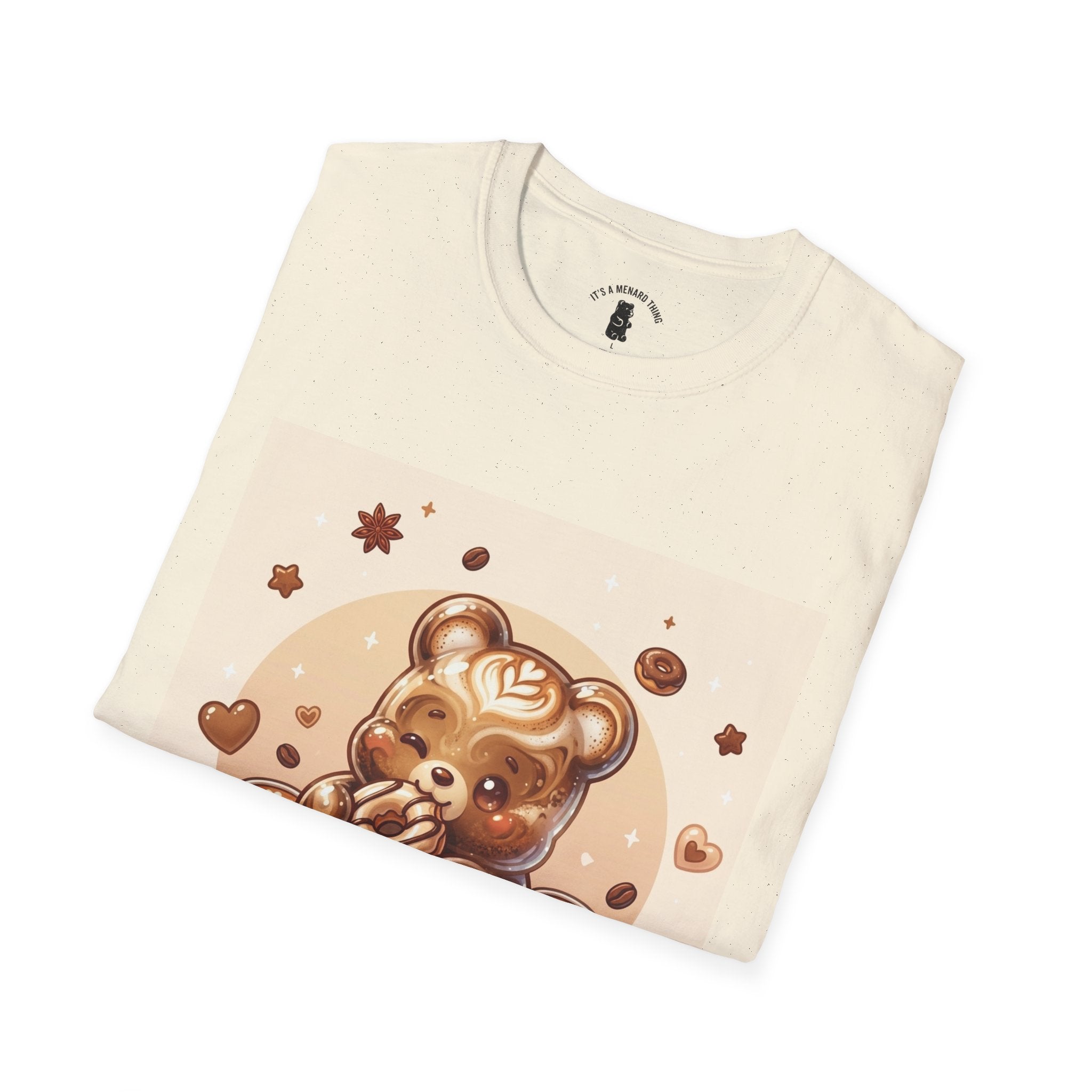 Coffee hot Latte with Chocolate Donuts Gooey Gummy Bear — Cute Dessert Graphic Tee